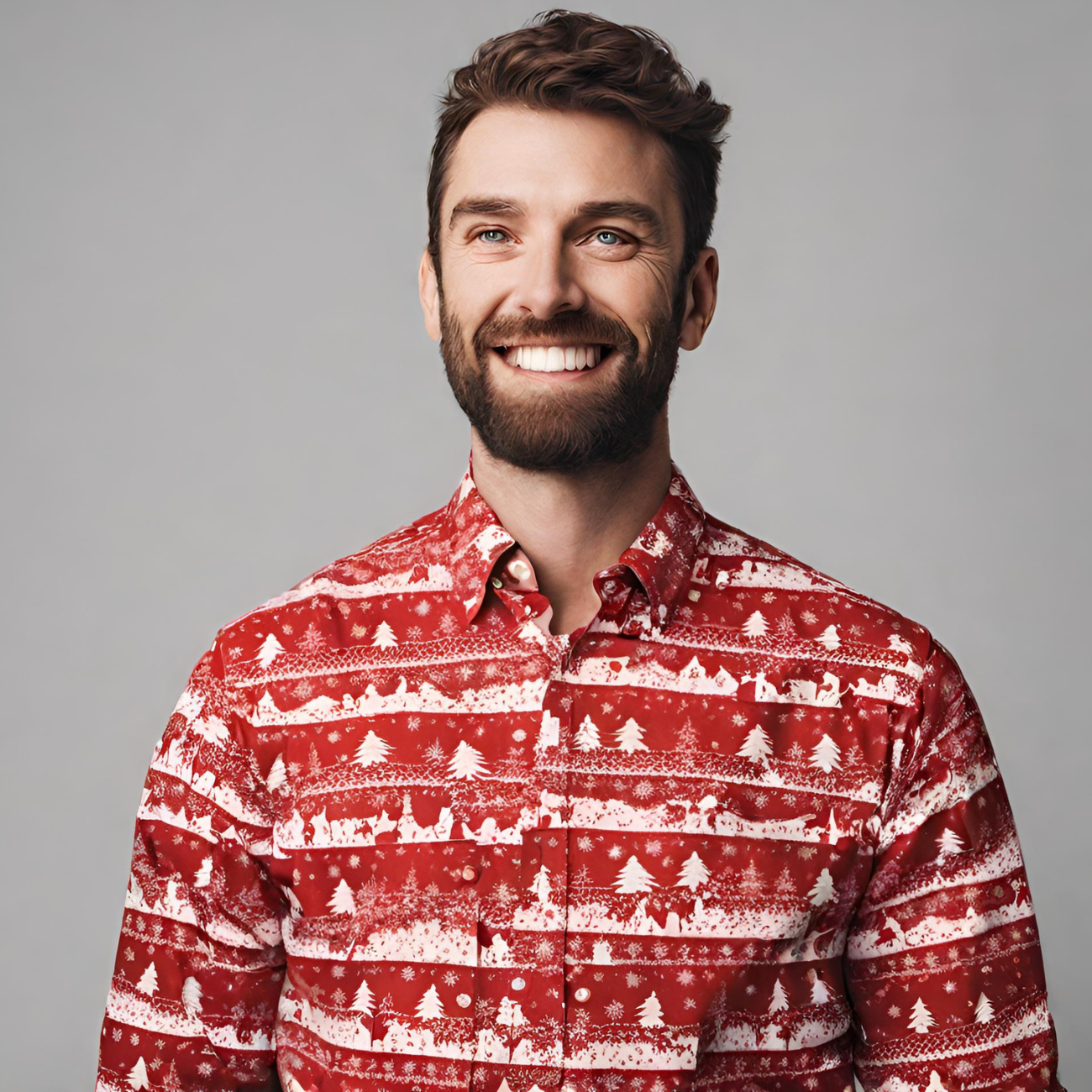 man wearing Christmas shirt