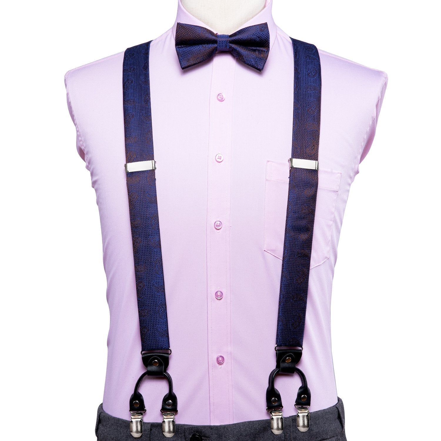 Solid Suspender bowtie set for men 