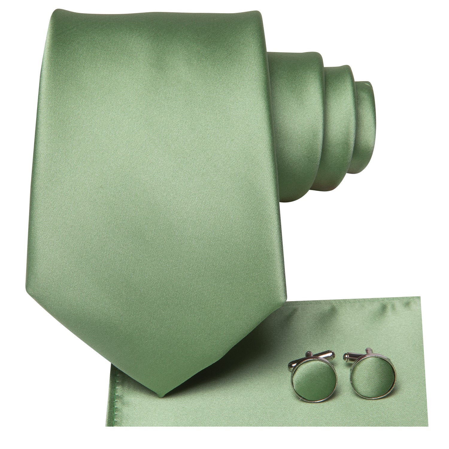 Cyan Solid Tie Pocket Square Cufflinks Set