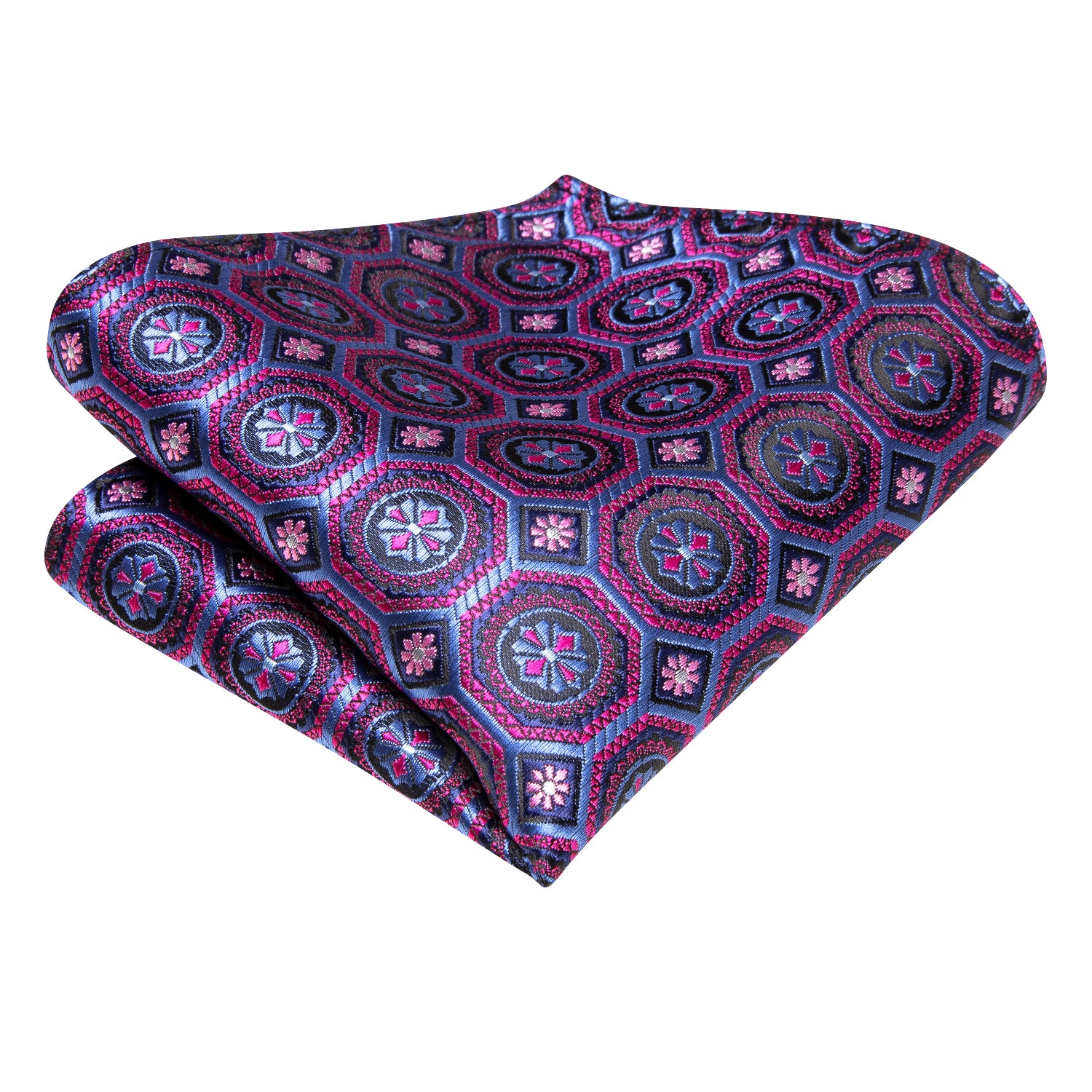 Purple Blue Novelty Men's Tie Pocket Square Cufflinks Set