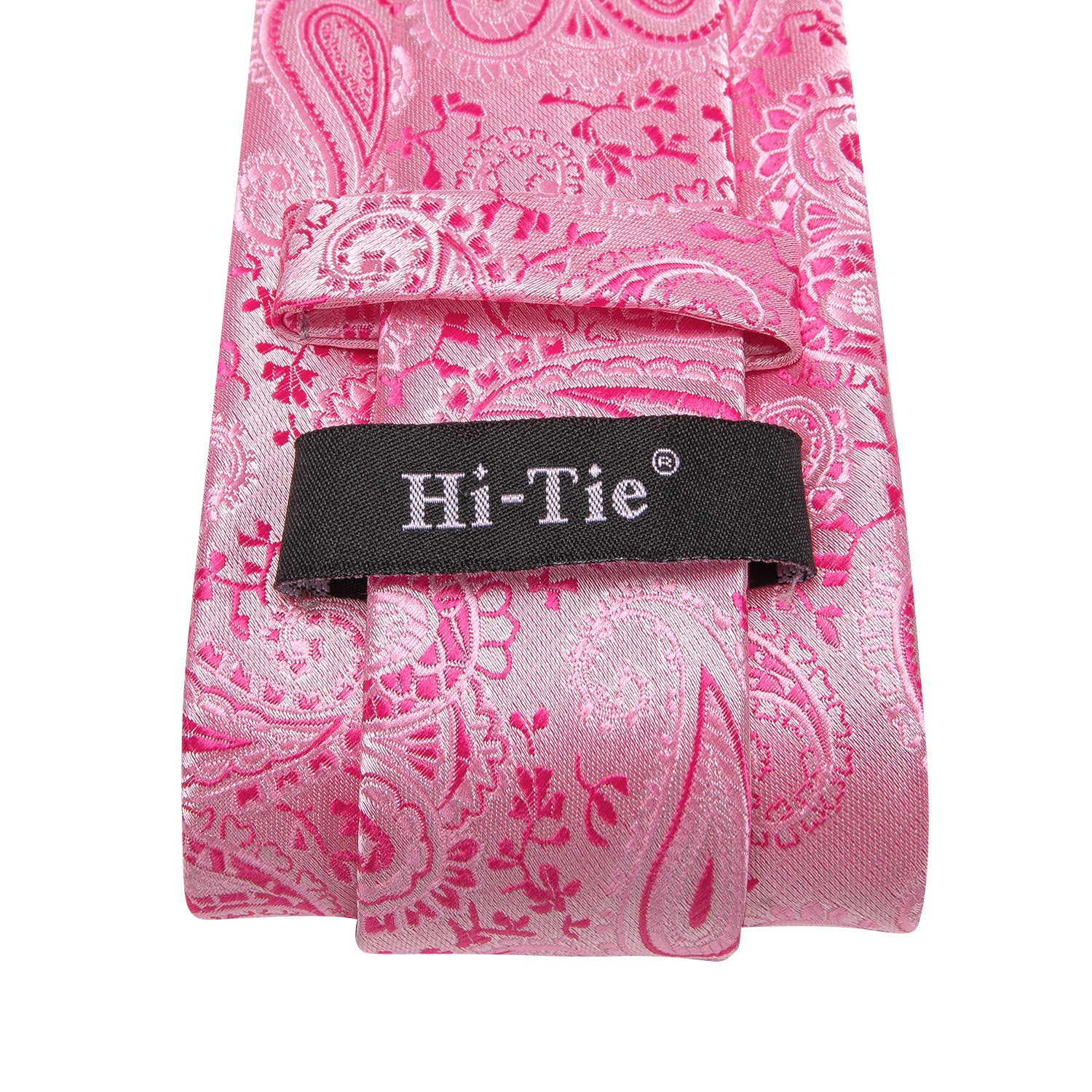 Pink Paisley 67 Inches Extra Long Tie Handkerchief Cufflinks Set