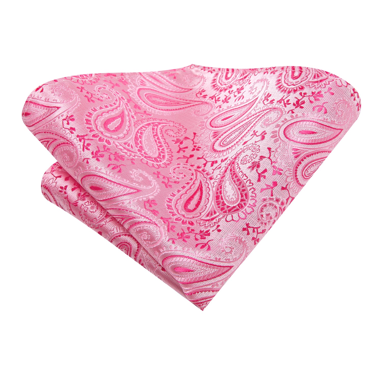 Pink Paisley 67 Inches Extra Long Tie Handkerchief Cufflinks Set