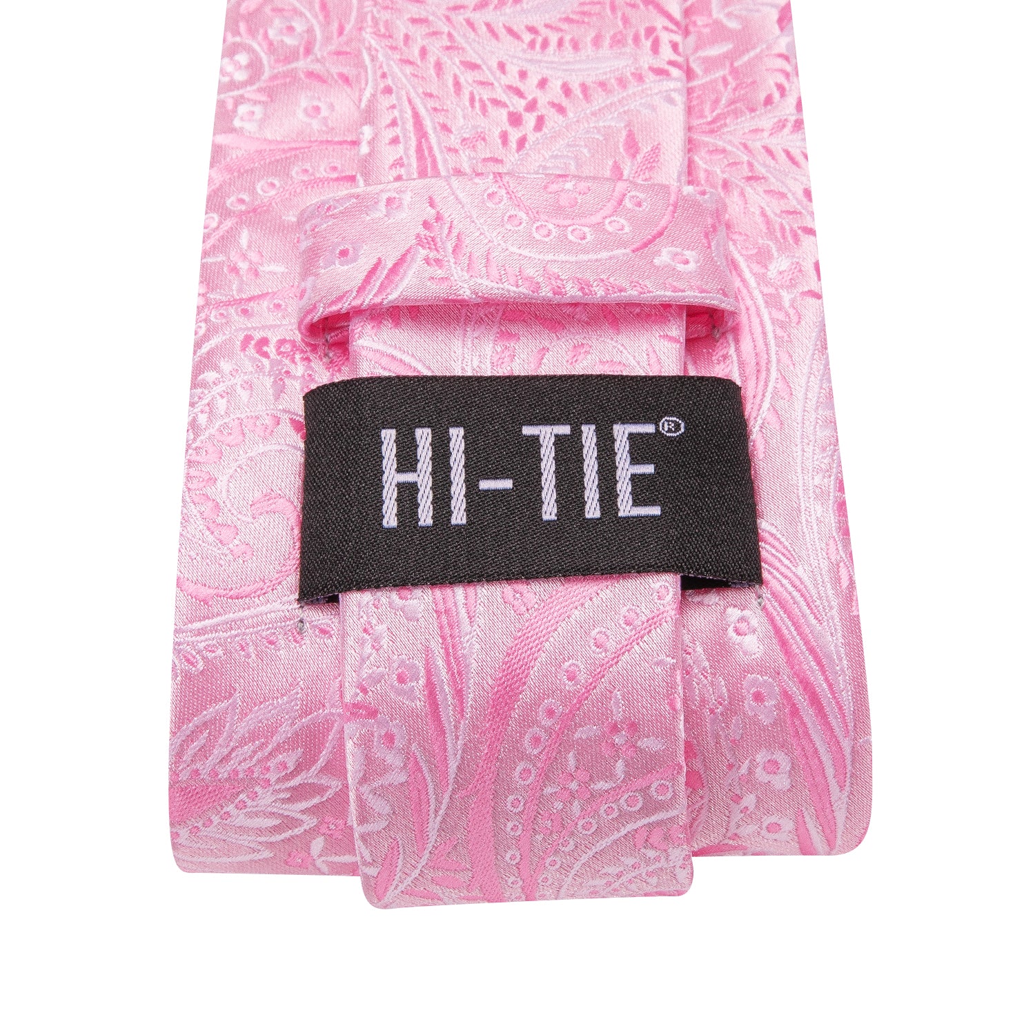 Baby Pink Paisley 67 Inches Extra Long Tie Handkerchief Cufflinks Set