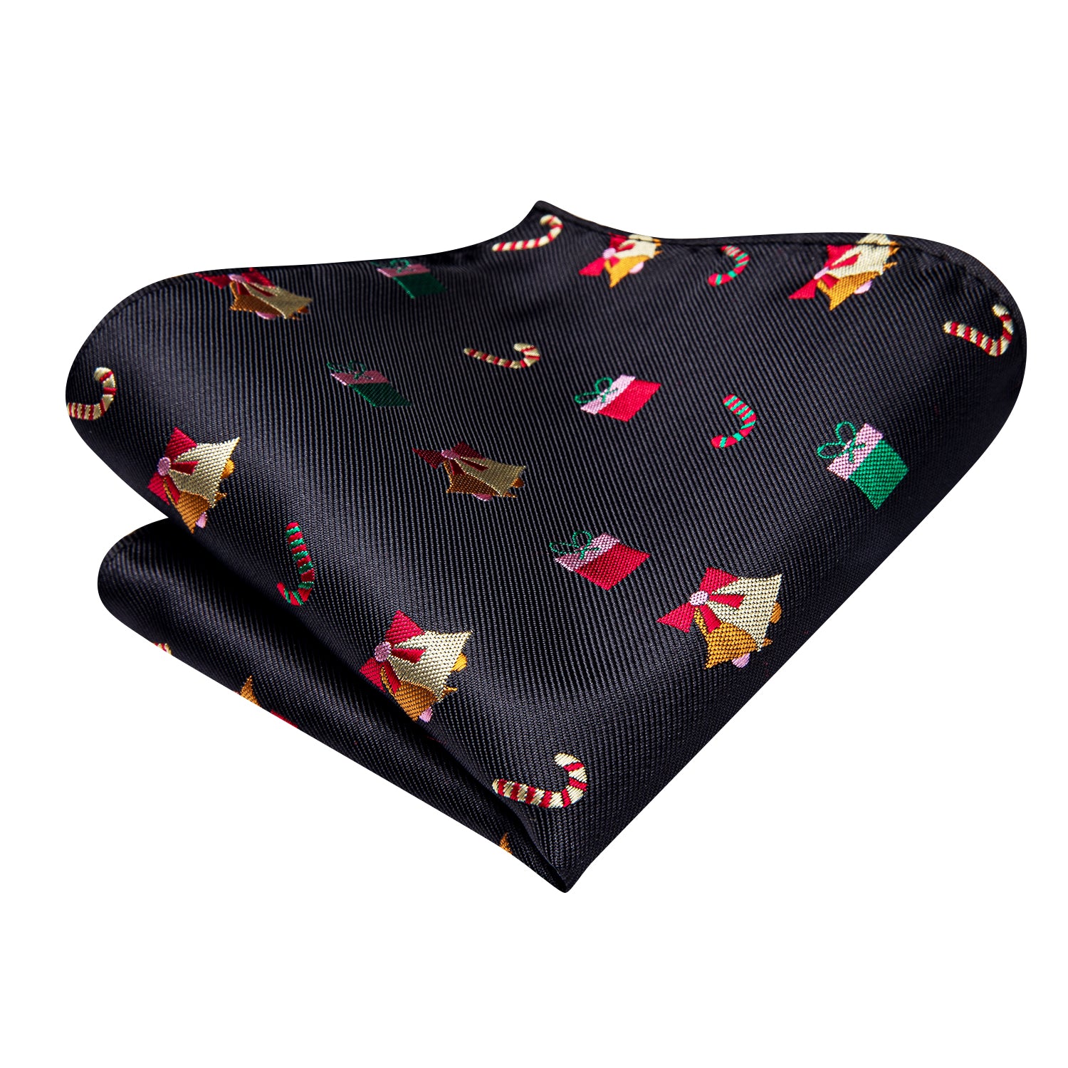 Black Christmas Novelty Ascot Pocket Square Cufflinks Set