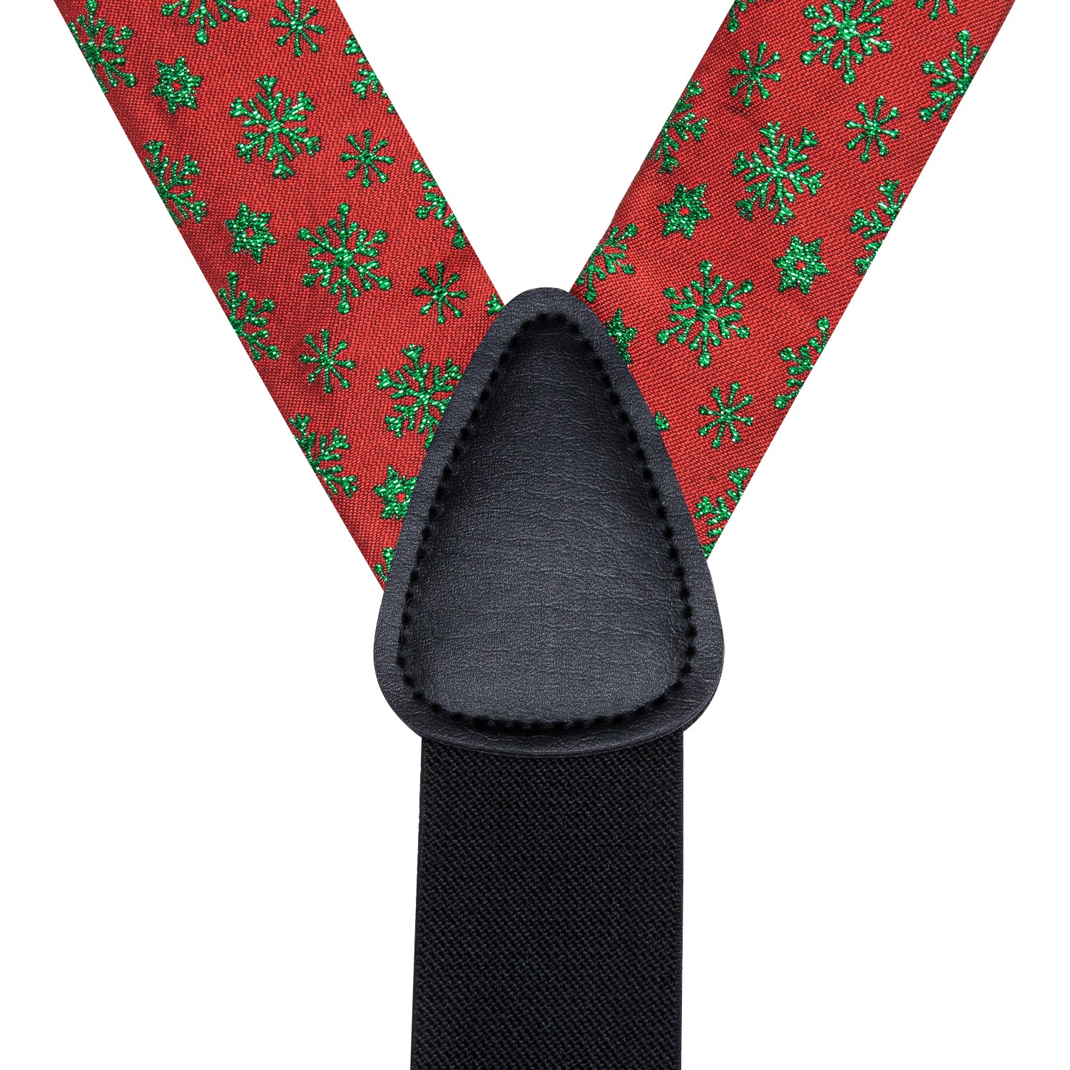 Red Green Christmas Snowflakes Suspender Bowtie Hanky Cufflinks Set
