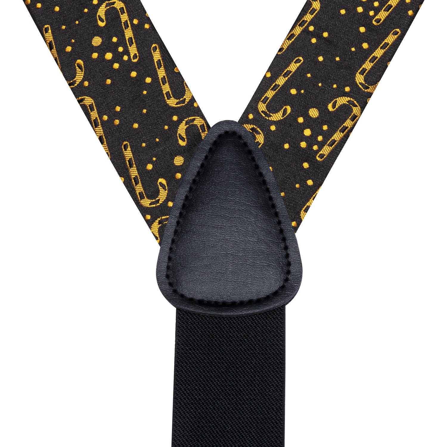 Black Chritsmas Candy Cane Suspender Bowtie Hanky Cufflinks Set