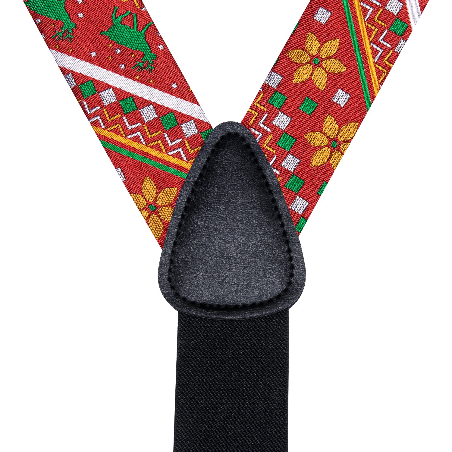 Red Christmas Novelty Suspender Bowtie Hanky Cufflinks Set