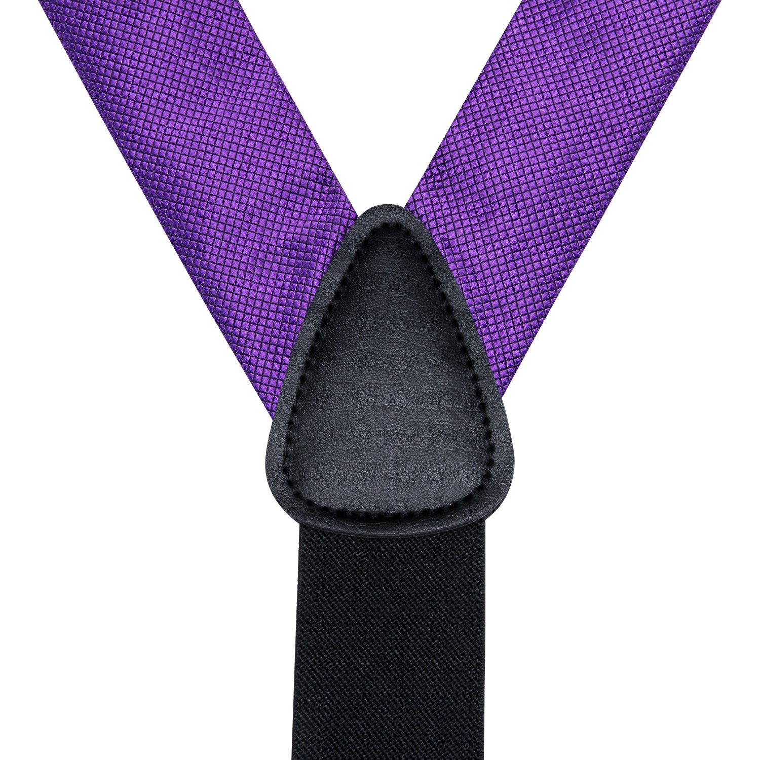 Purple Plaid Suspender Bowtie Hanky Cufflinks Set