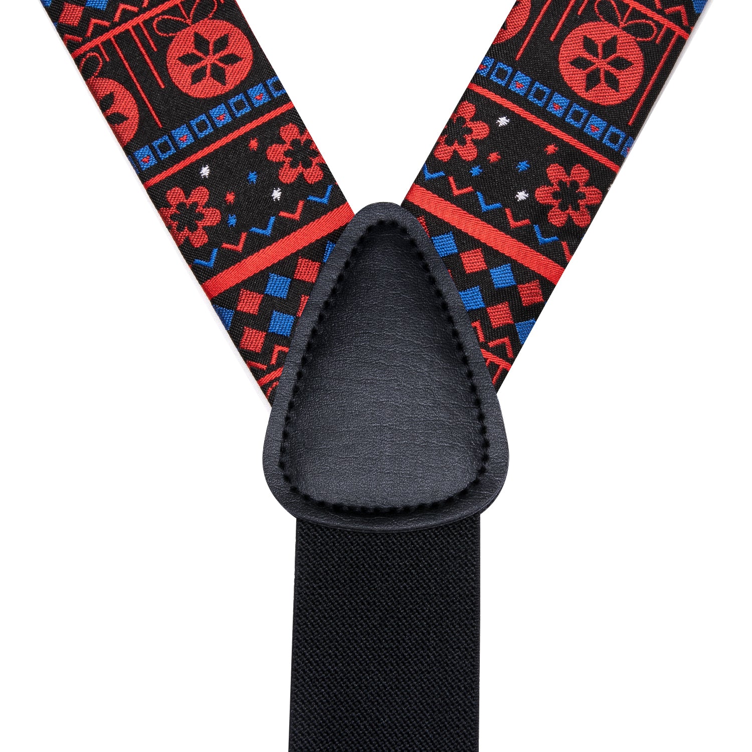 Christmas Red Black Novelty Suspender Bowtie Hanky Cufflinks Set