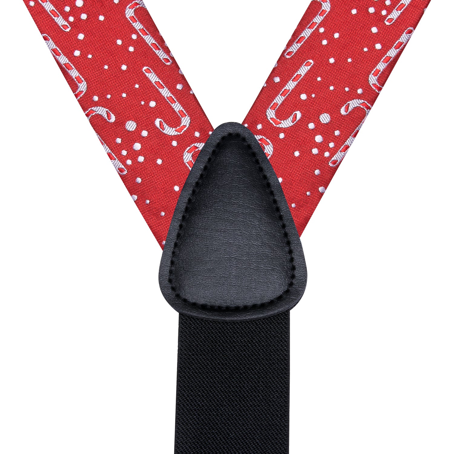 Red Christmas Candy Cane Suspender Bowtie Hanky Cufflinks Set