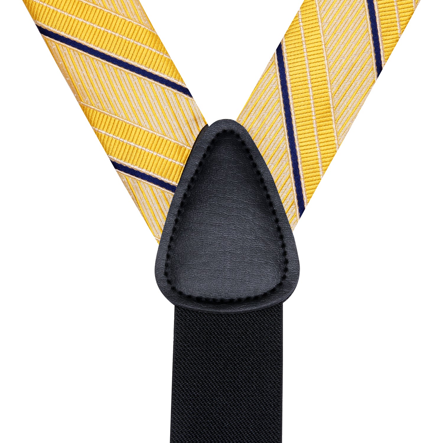 Yellow Blue Striped Suspender Bowtie Hanky Cufflinks Set
