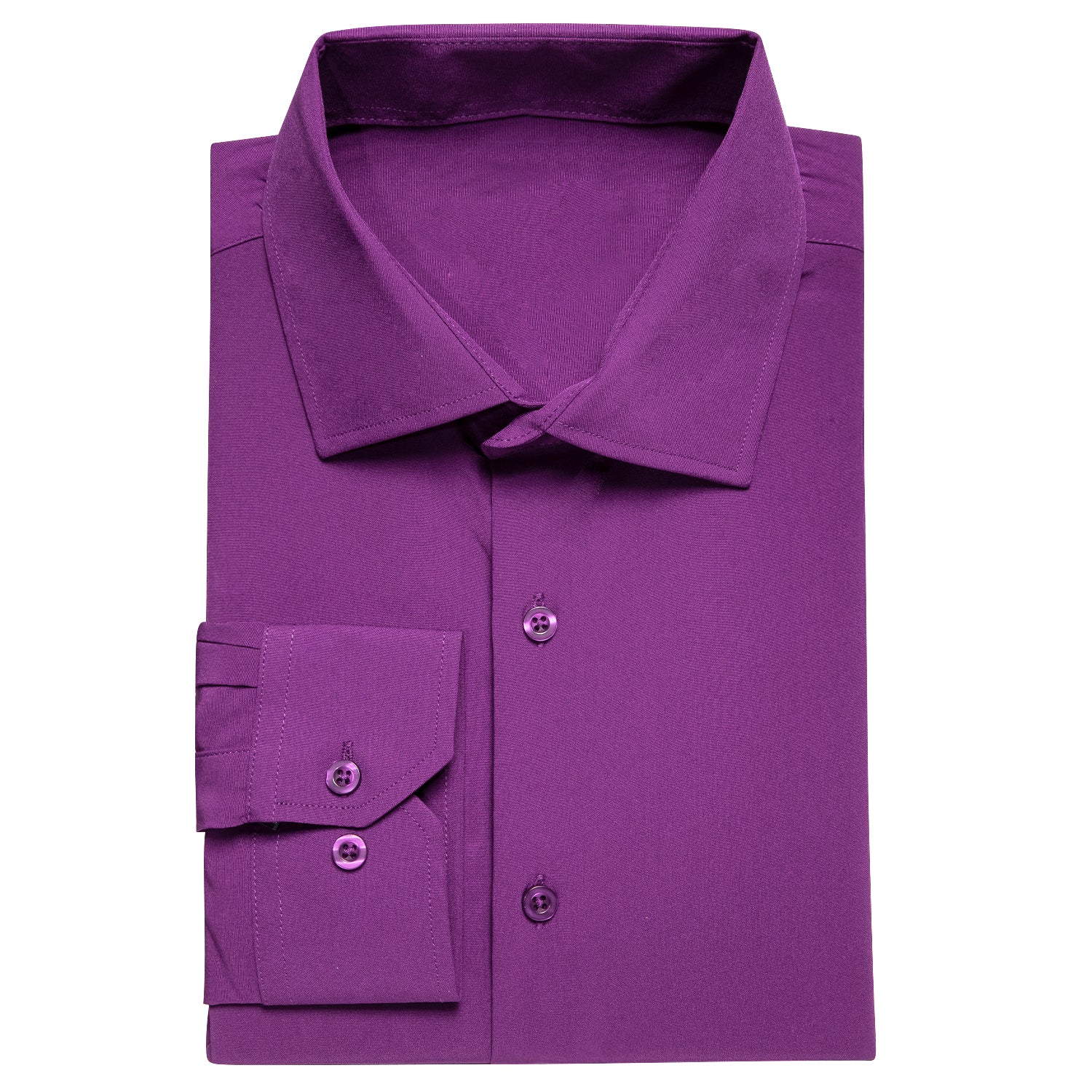 Purple Men's Formal Solid Silk Long Sleeve Shirt for Wedding and Business