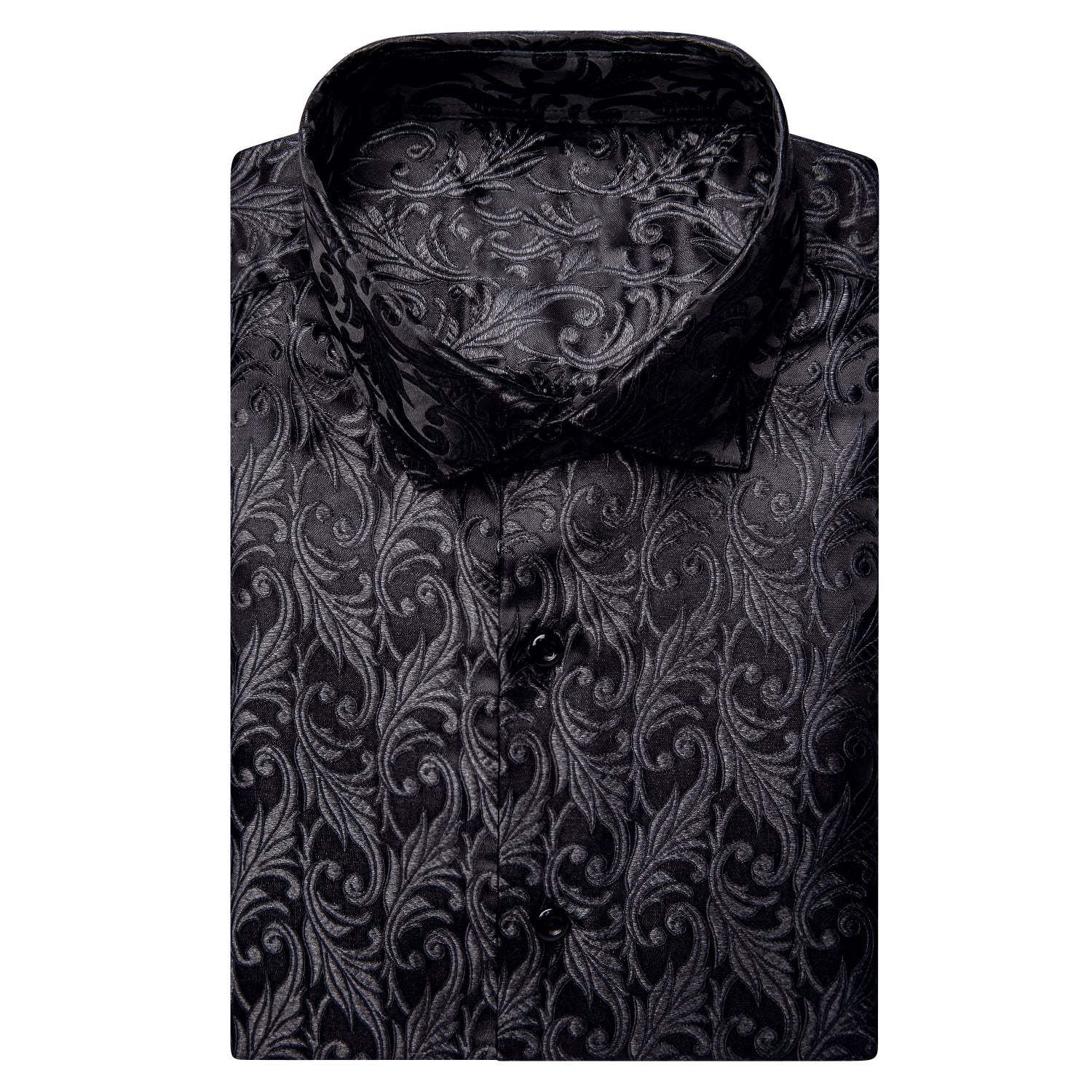 Black Floral Silk Men's Short Sleeve Shirt