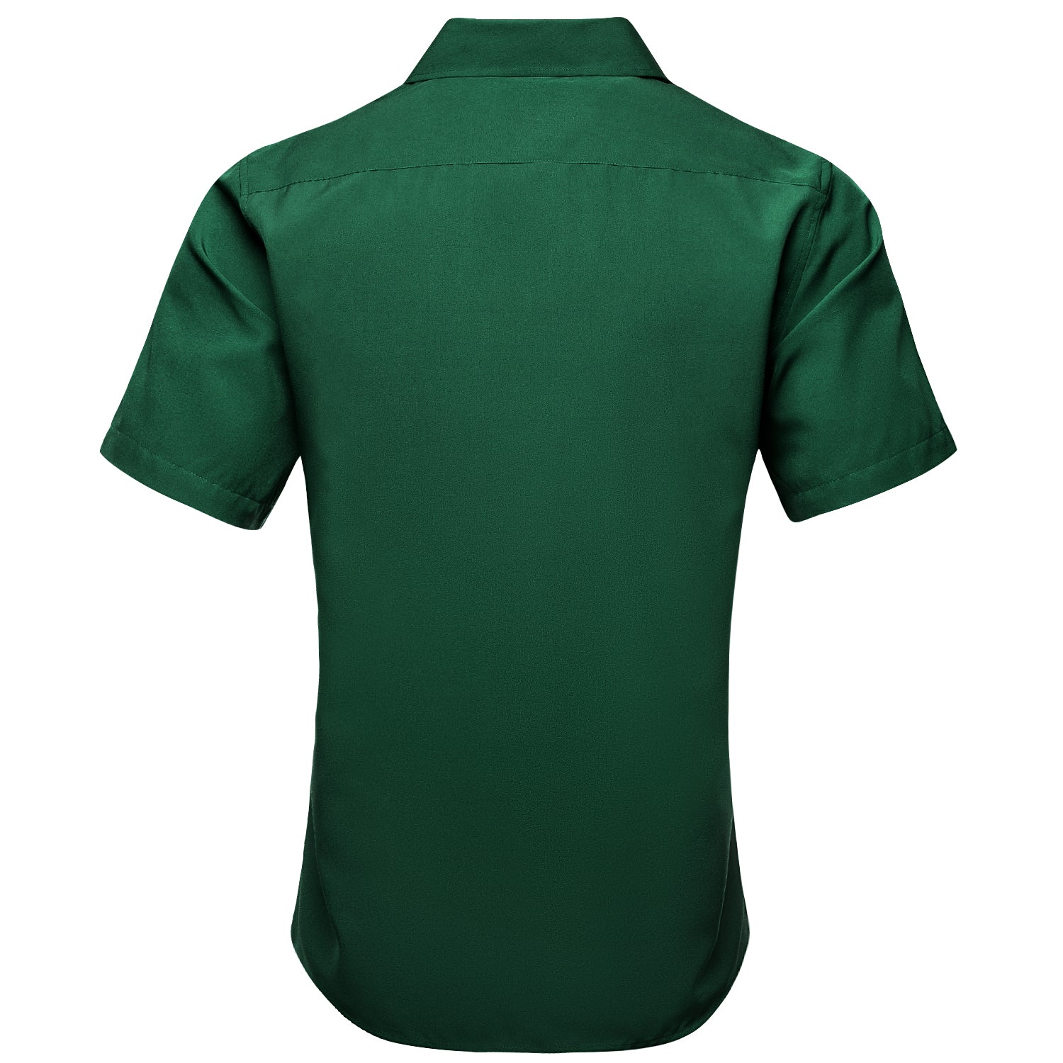 Emerald Green Solid Silk Men's Short Sleeve Shirt