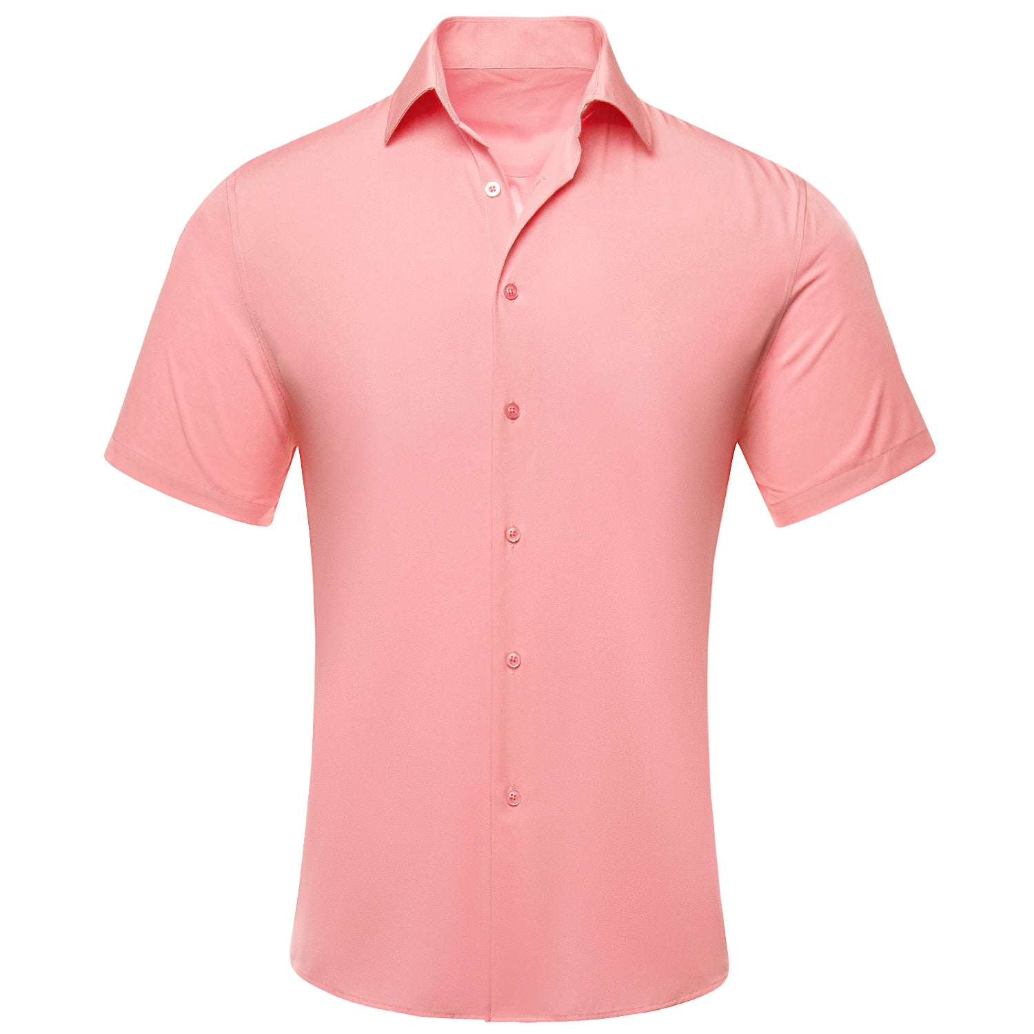 Fresh Pink Solid Silk Men's Short Sleeve Shirt