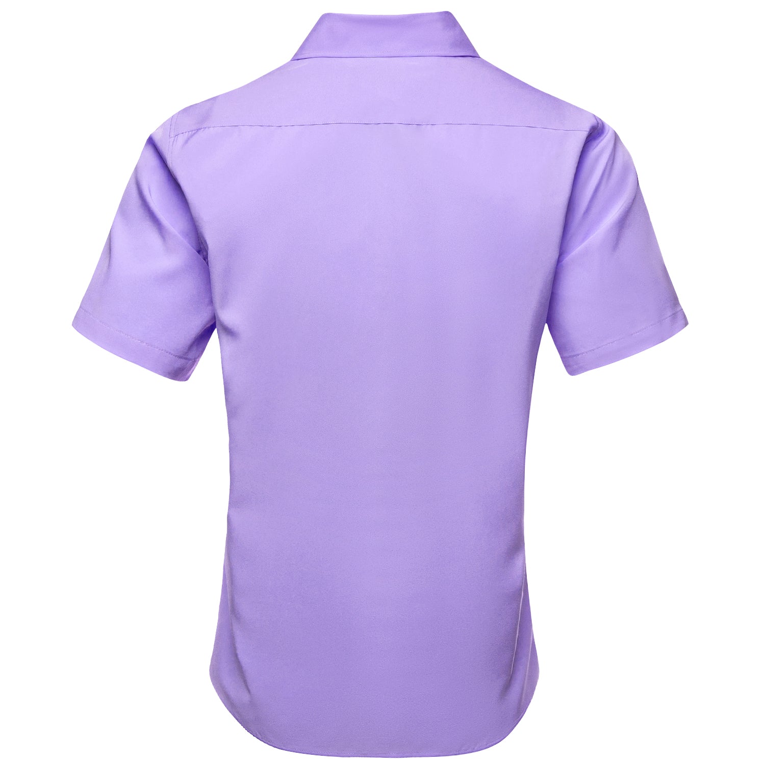 Lilac Purple Solid Silk Men's Short Sleeve Shirt