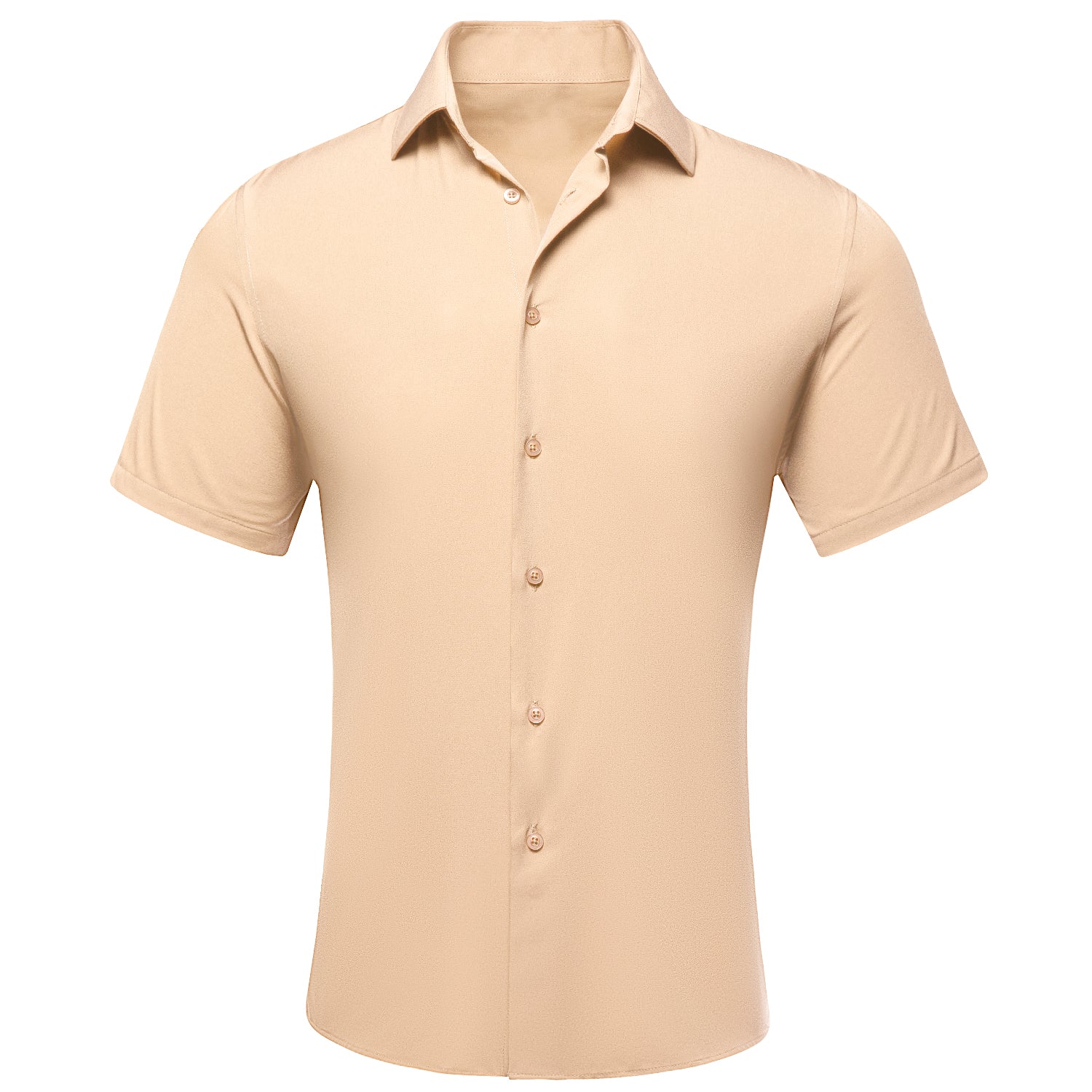 Wheat Solid Silk Men's Short Sleeve Shirt