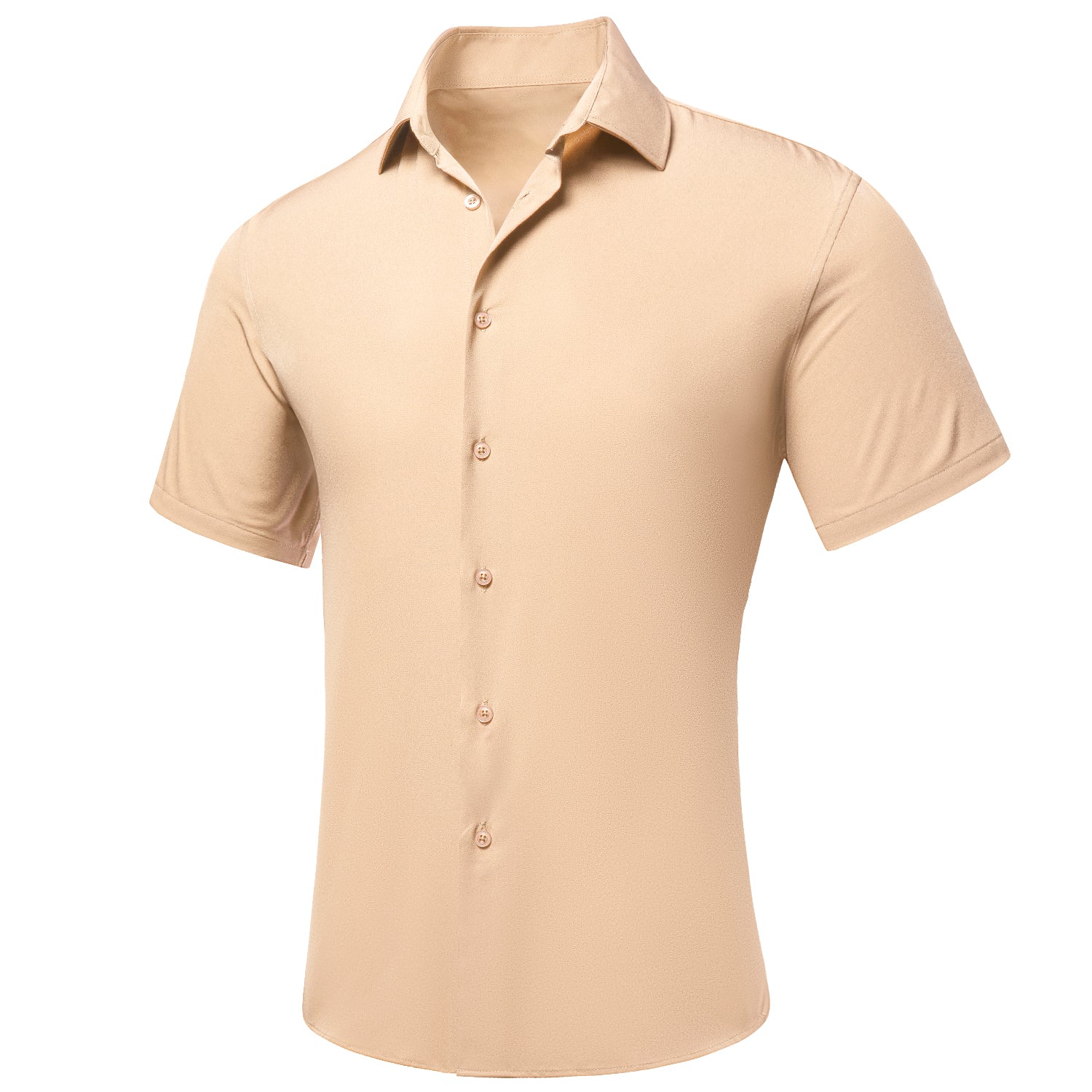 Wheat Solid Silk Men's Short Sleeve Shirt
