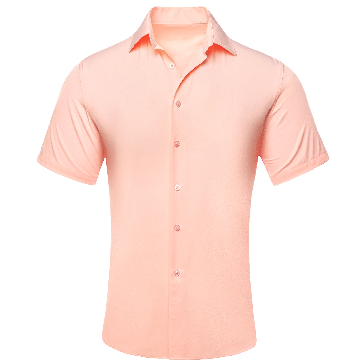 Pink Solid Silk Men's Short Sleeve Shirt