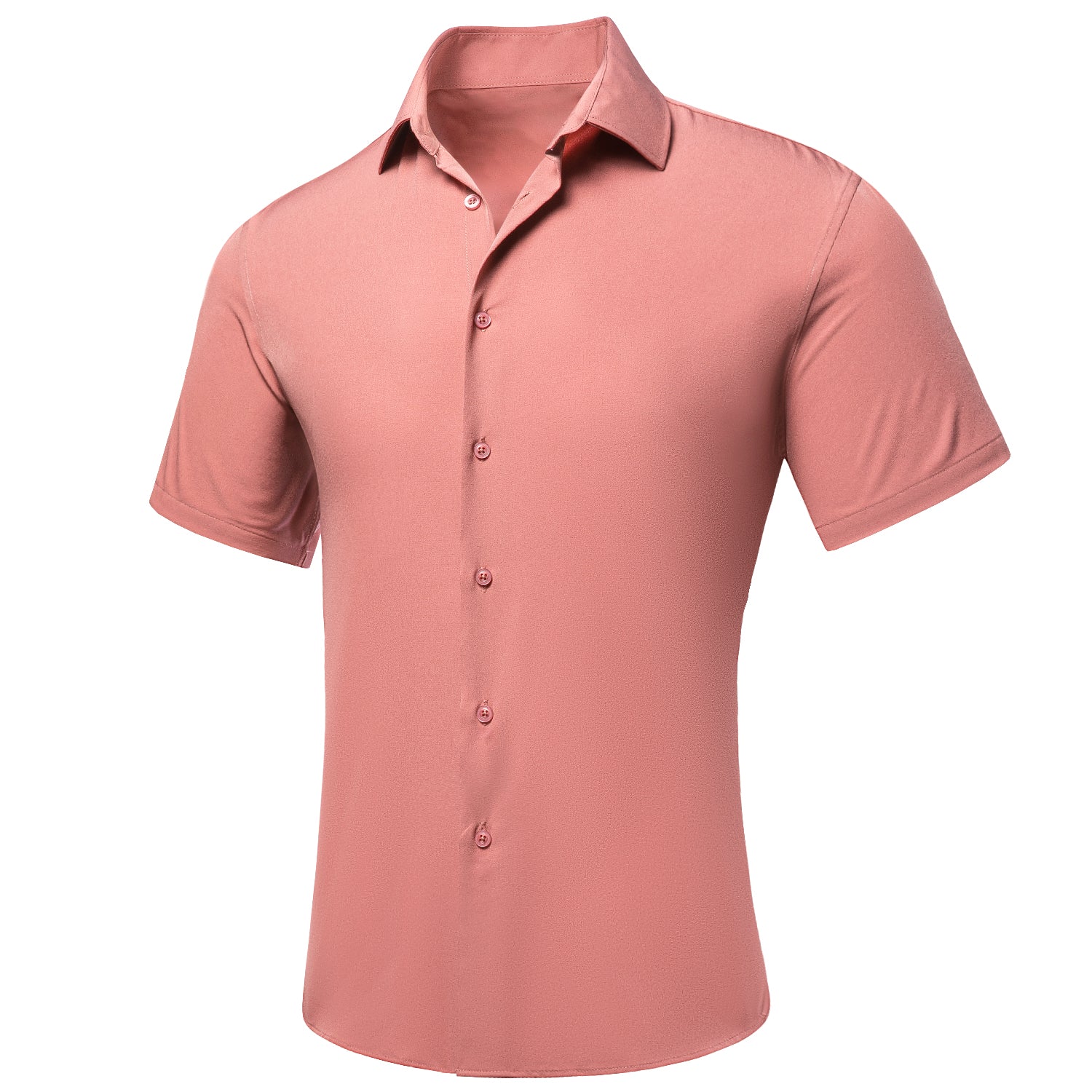 Deep Pink Solid Silk Men's Short Sleeve Shirt