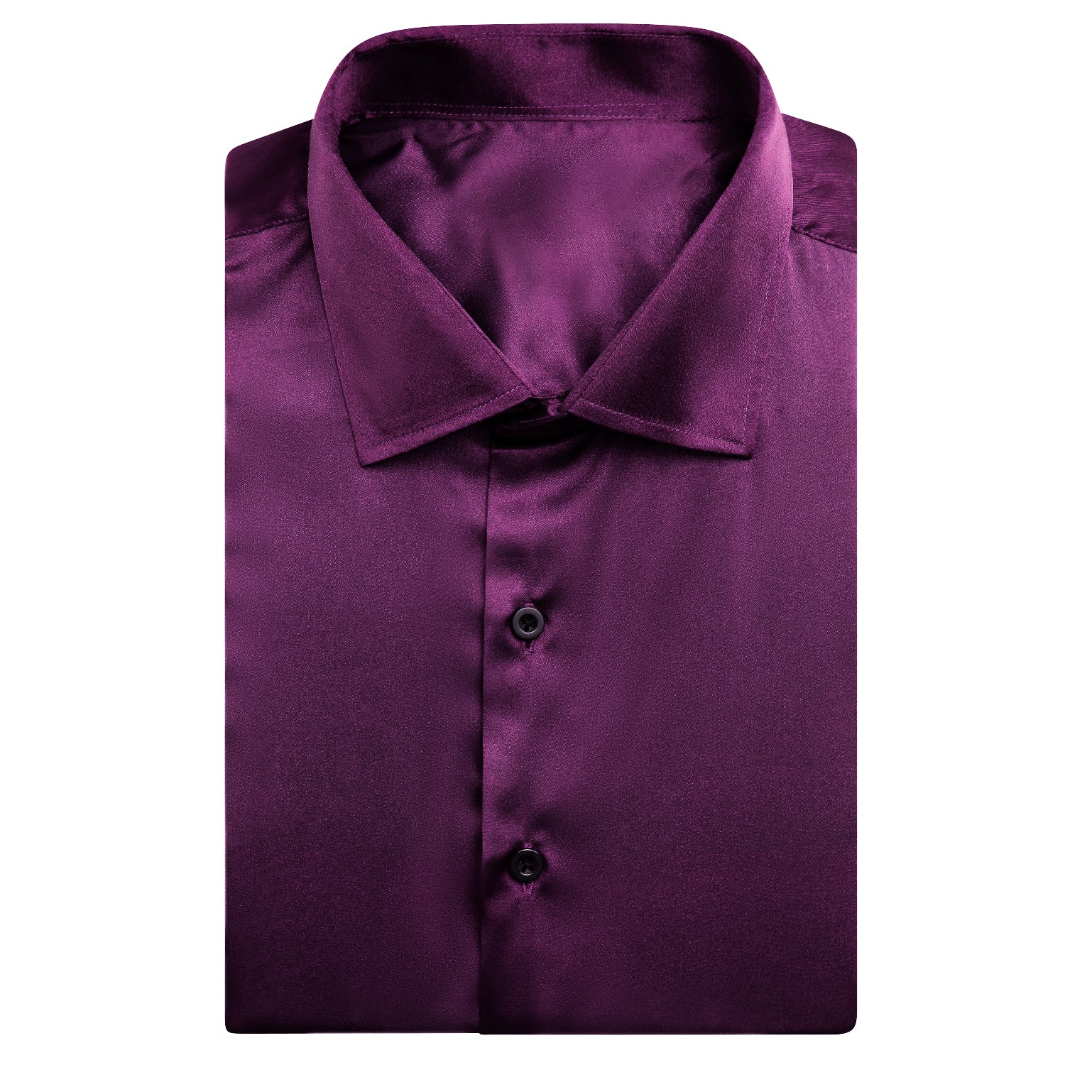 Deep Purple Solid Satin Men's Short Sleeve Shirt