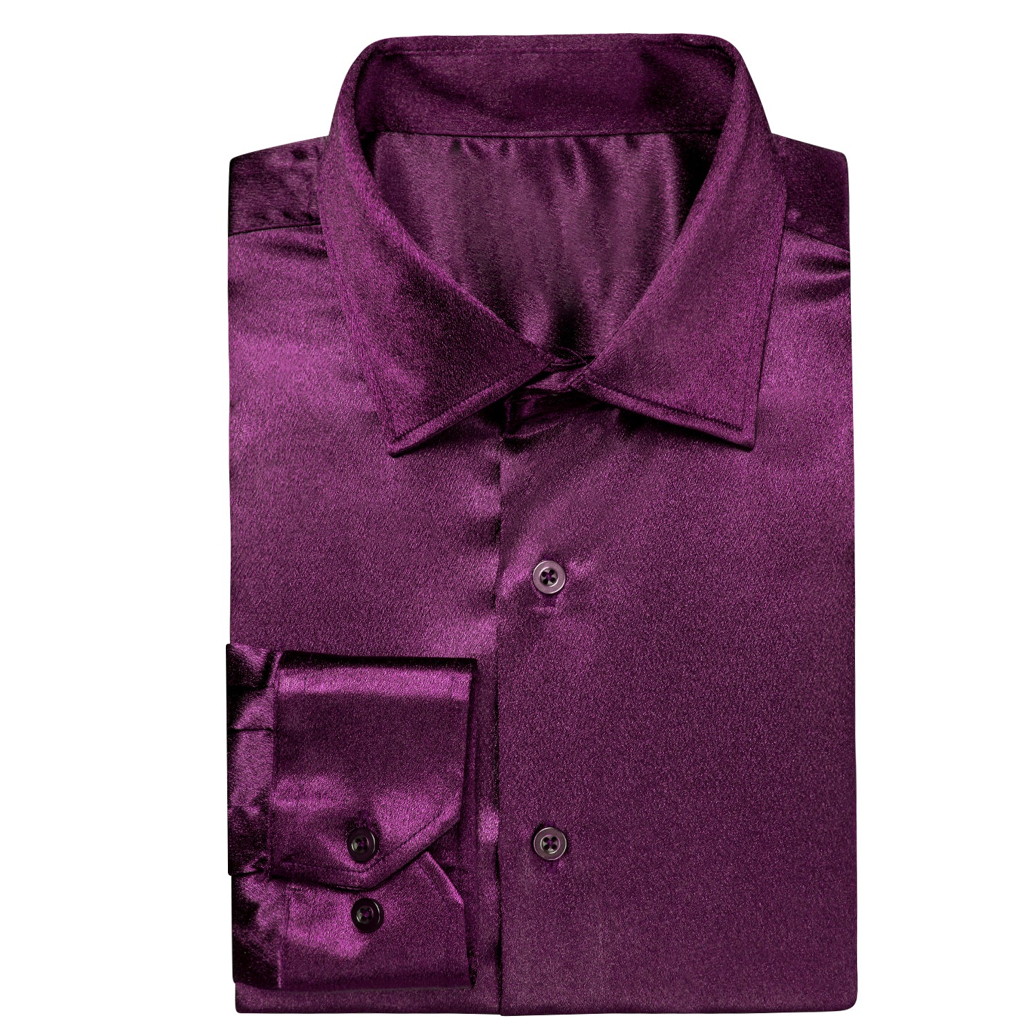 New Purple Satin Silk Men's Long Sleeve Shirt