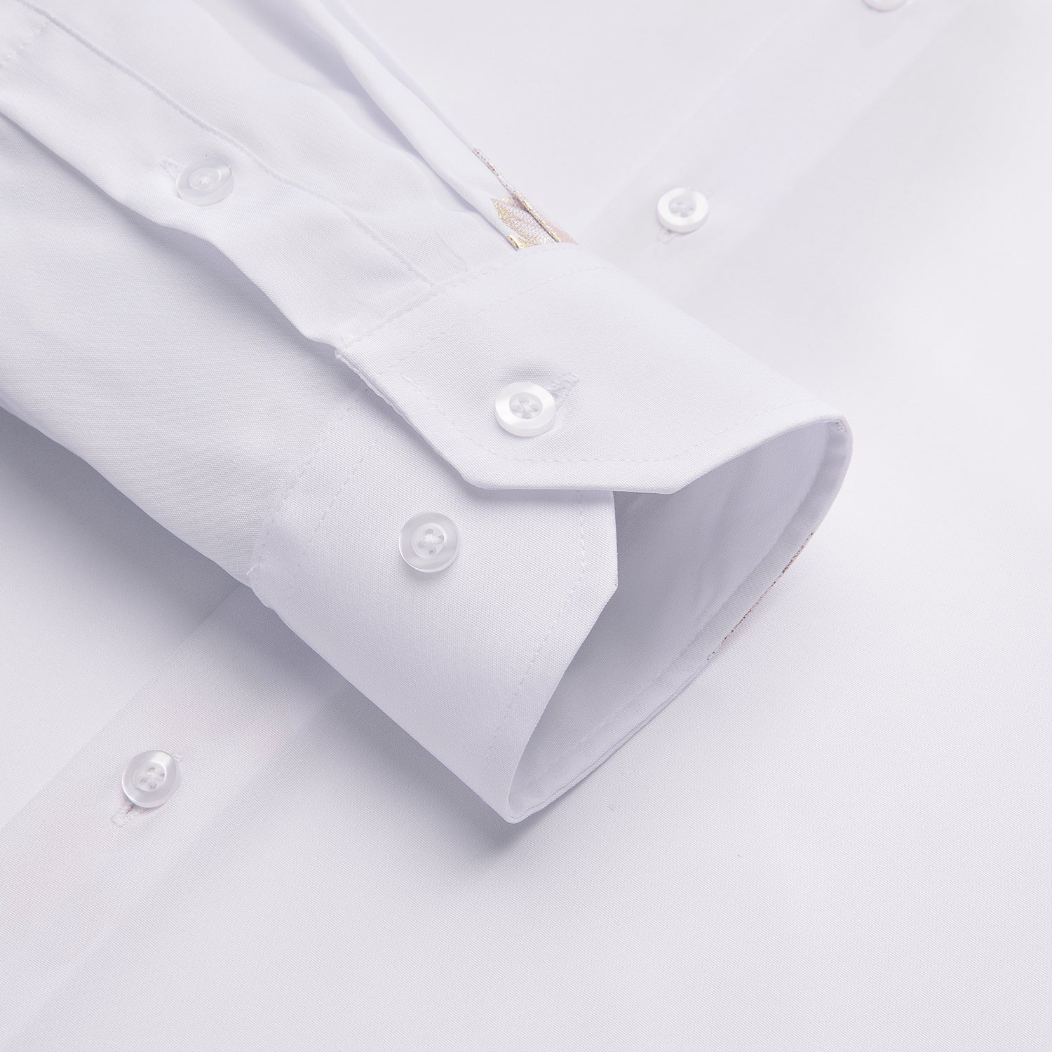 New White Golden Floral Silk Men's Long Sleeve Shirt
