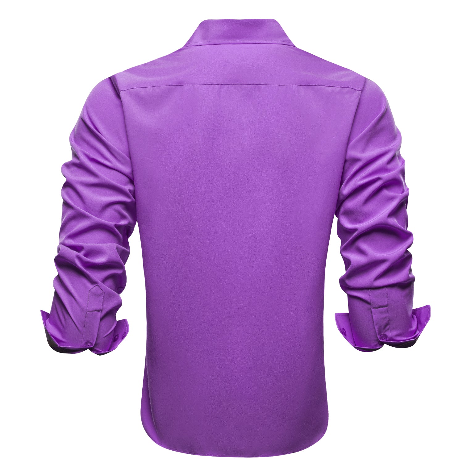 Purple Solid Four-way Stretch Fabric Men's Long Sleeve Shirt