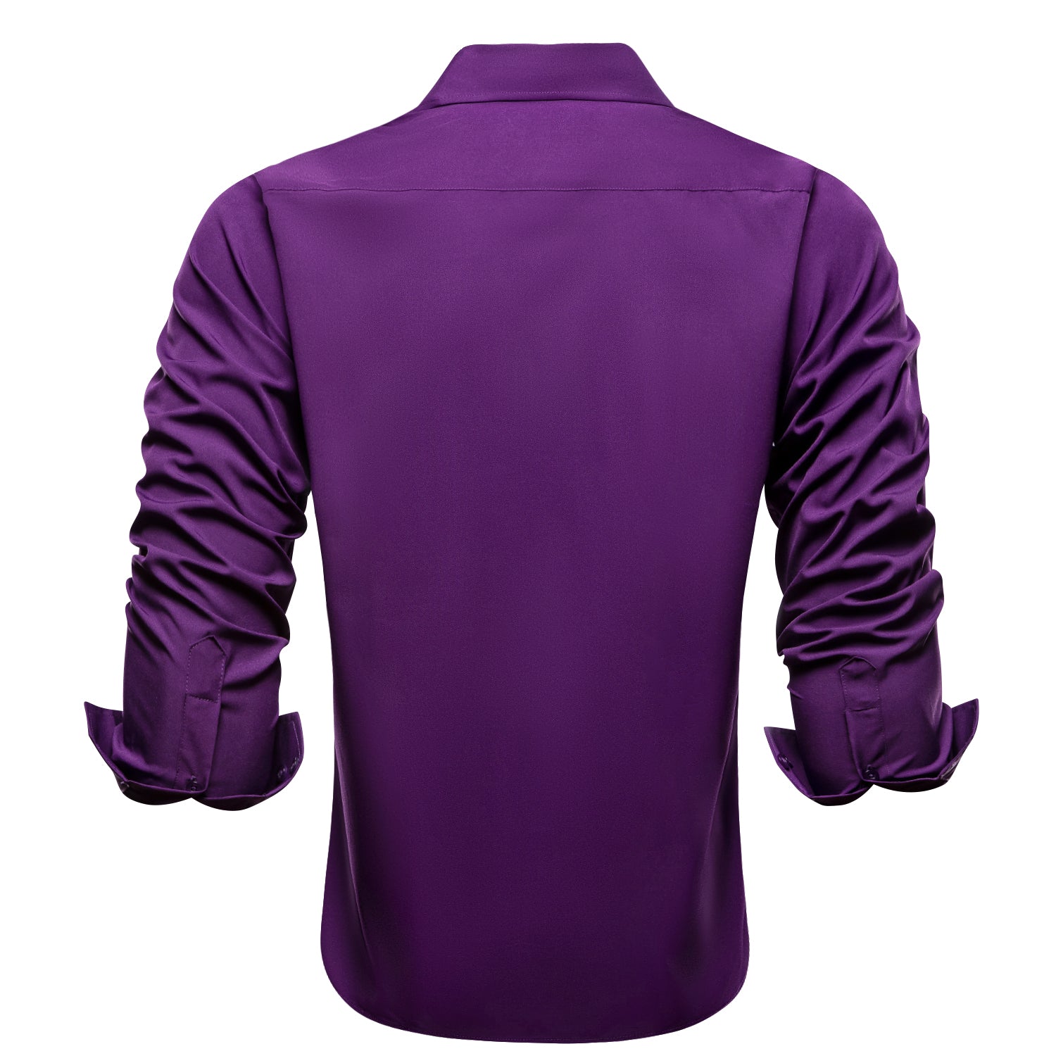 Dark Purple Solid Four-way Stretch Fabric Men's Long Sleeve Shirt