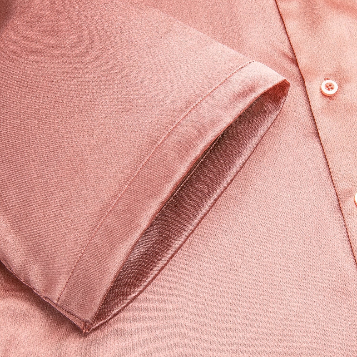 Pink Solid Satin Men's Short Sleeve Shirt