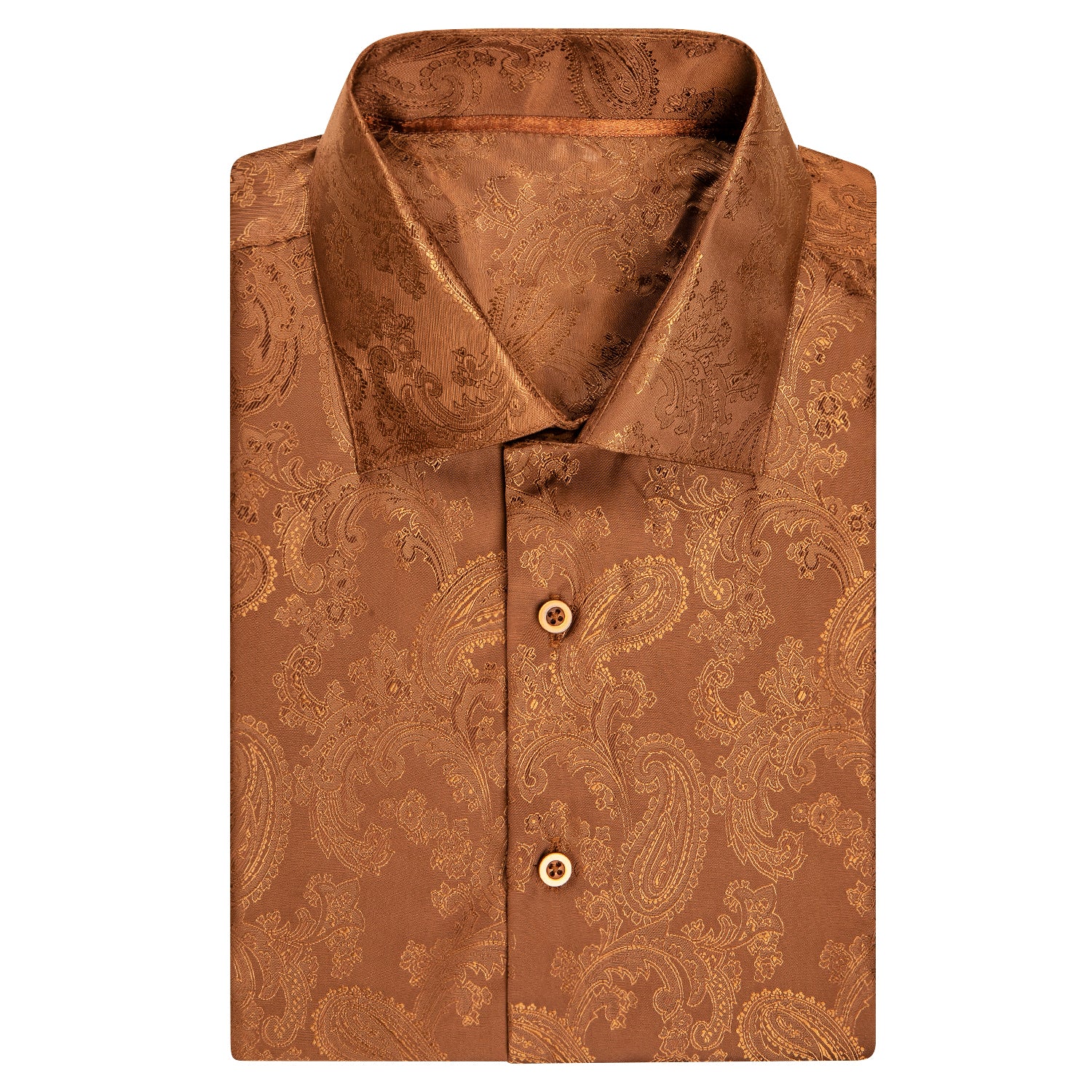 Brown Paisley Flower Silk Men's Short Sleeve Shirt