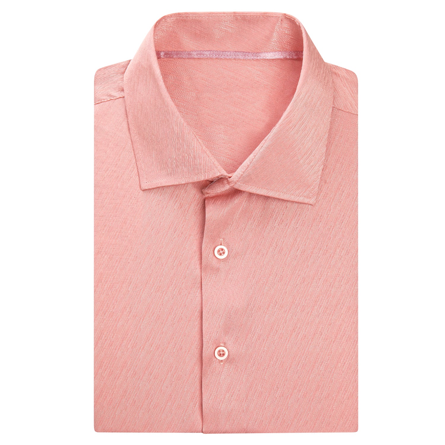 Hitie Coral Pink Solid Silk Men's Short Sleeve Shirt