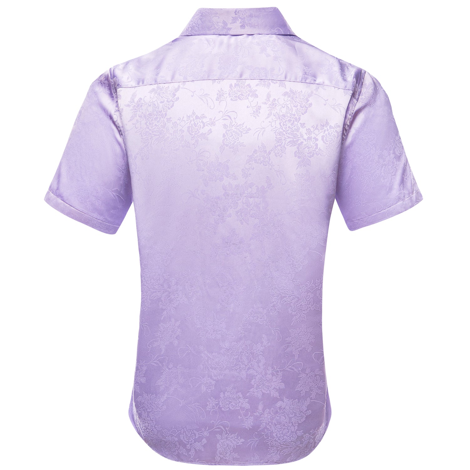 Hitie Lilac Purple Floral Silk Men's Short Sleeve Shirt