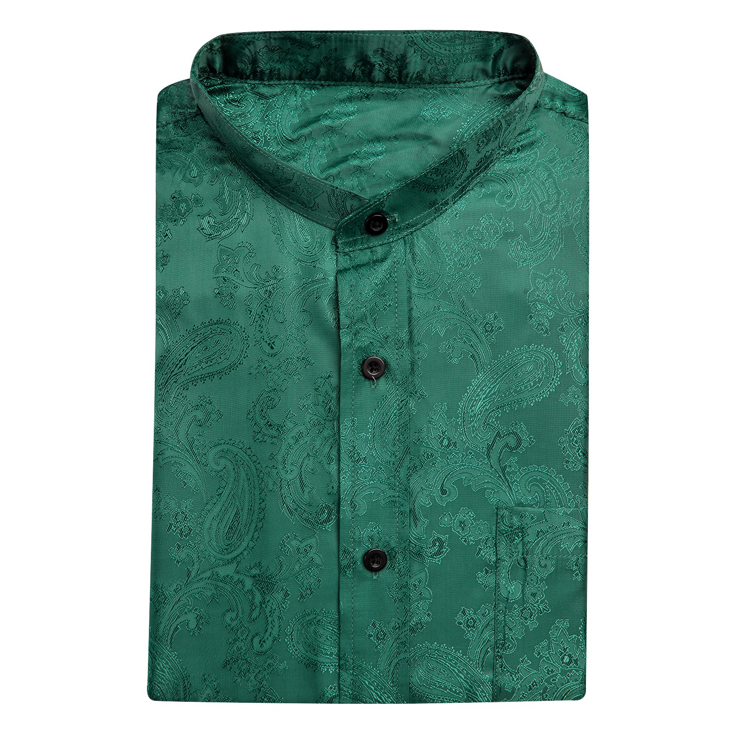HITIE Emerald Green Paisley Silk Men's Short Sleeve Shirt