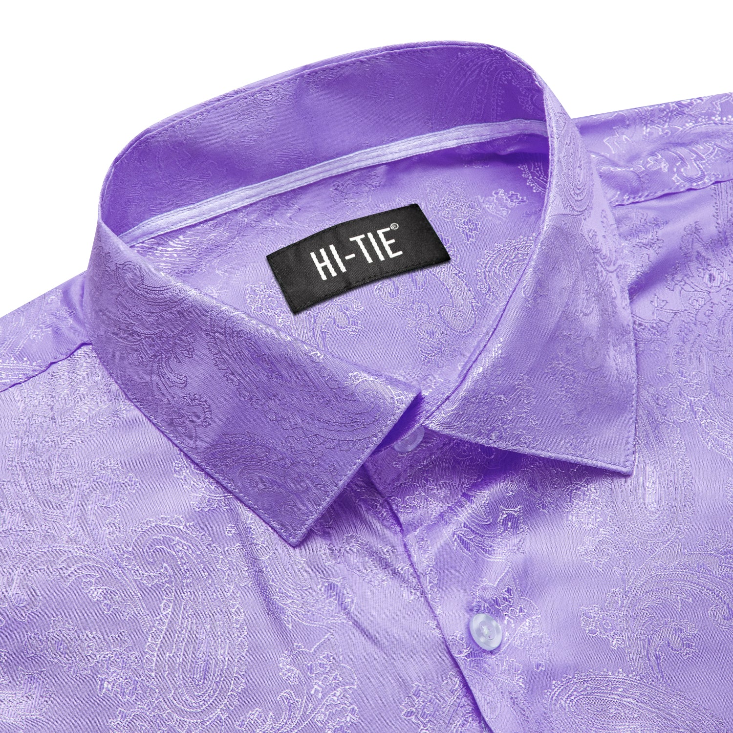 Lilac Purple  Men Long Sleeve Paisley Shirt