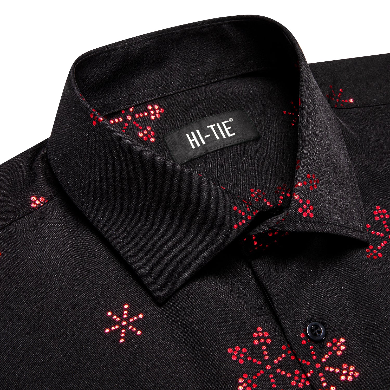 Black Red Snowflake Men Long Sleeve Shirt Christmas