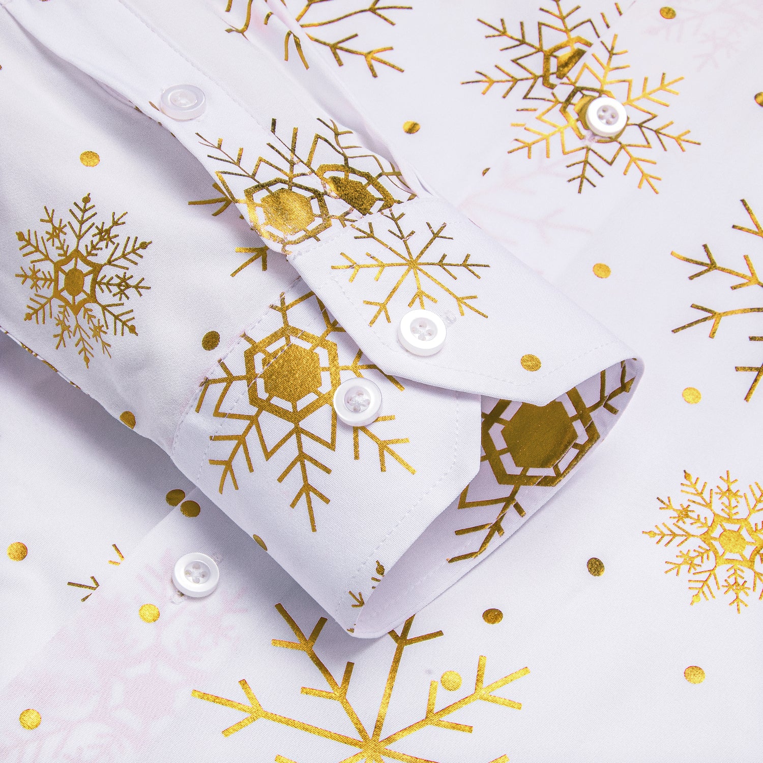 White Golden Snowflake Men Long Sleeve Shirt Christmas