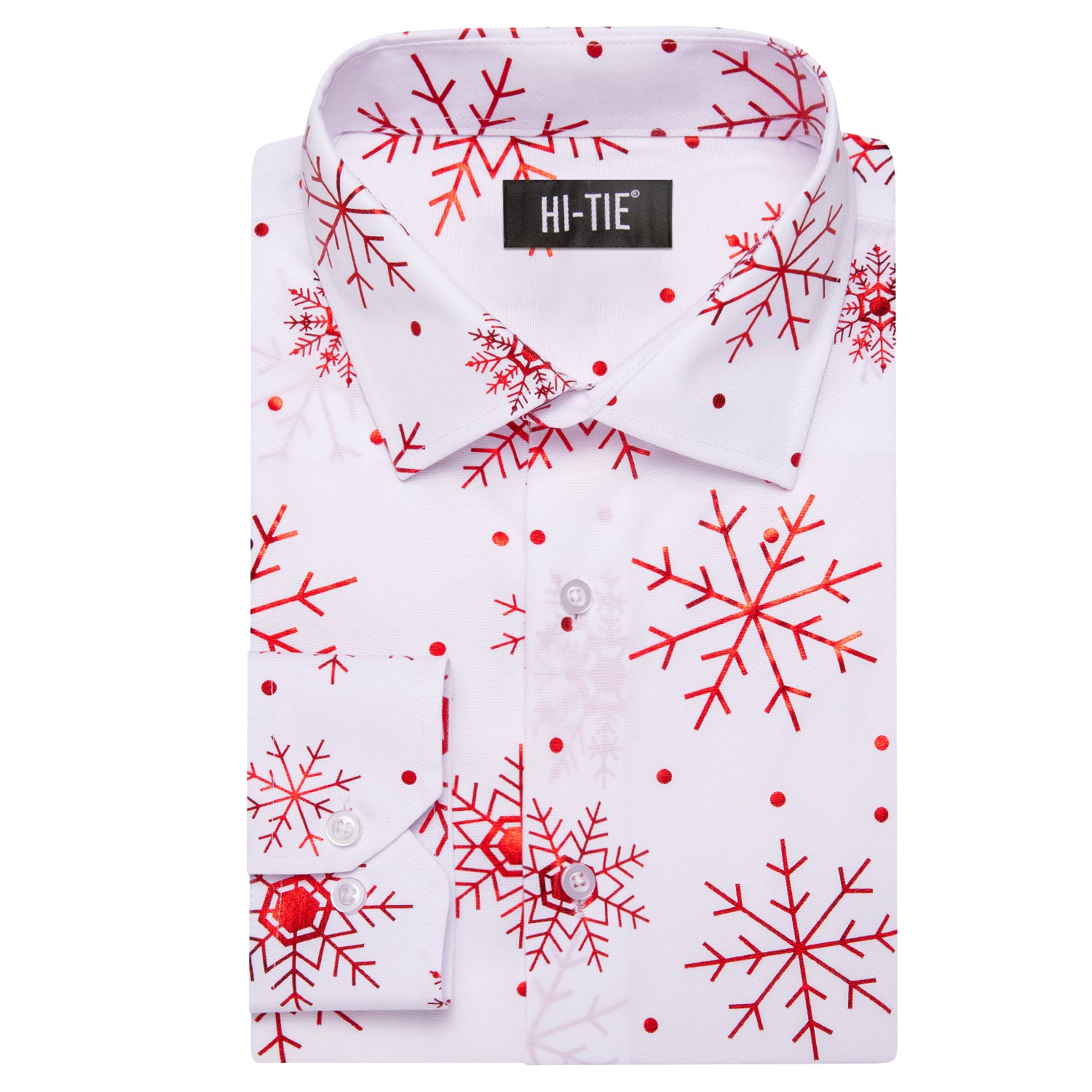 White Red Snowflake Men Long Sleeve Shirt Christmas