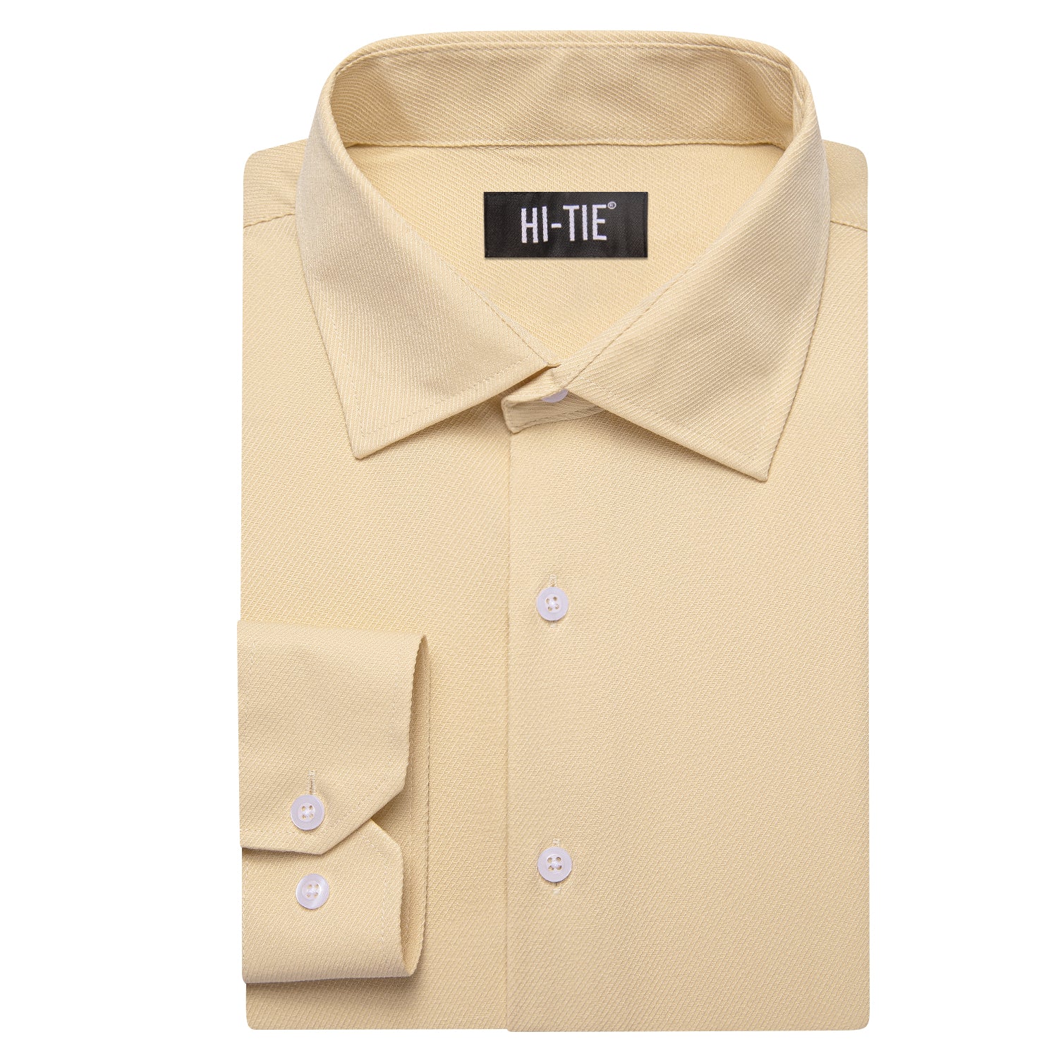 Solid Champagne Business Casual Versatile Men's Long Sleeve Dress Shirt