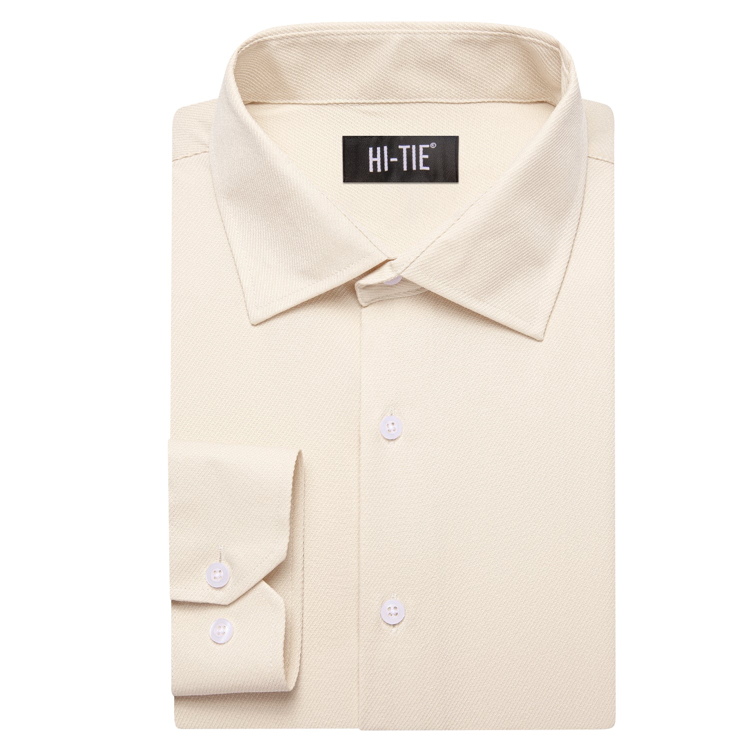 Light Apricot Beige Business Casual Versatile Men's Long Sleeve Dress Shirt