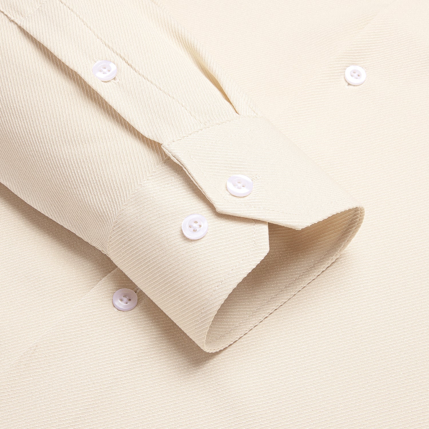 Light Apricot Beige Business Casual Versatile Men's Long Sleeve Dress Shirt