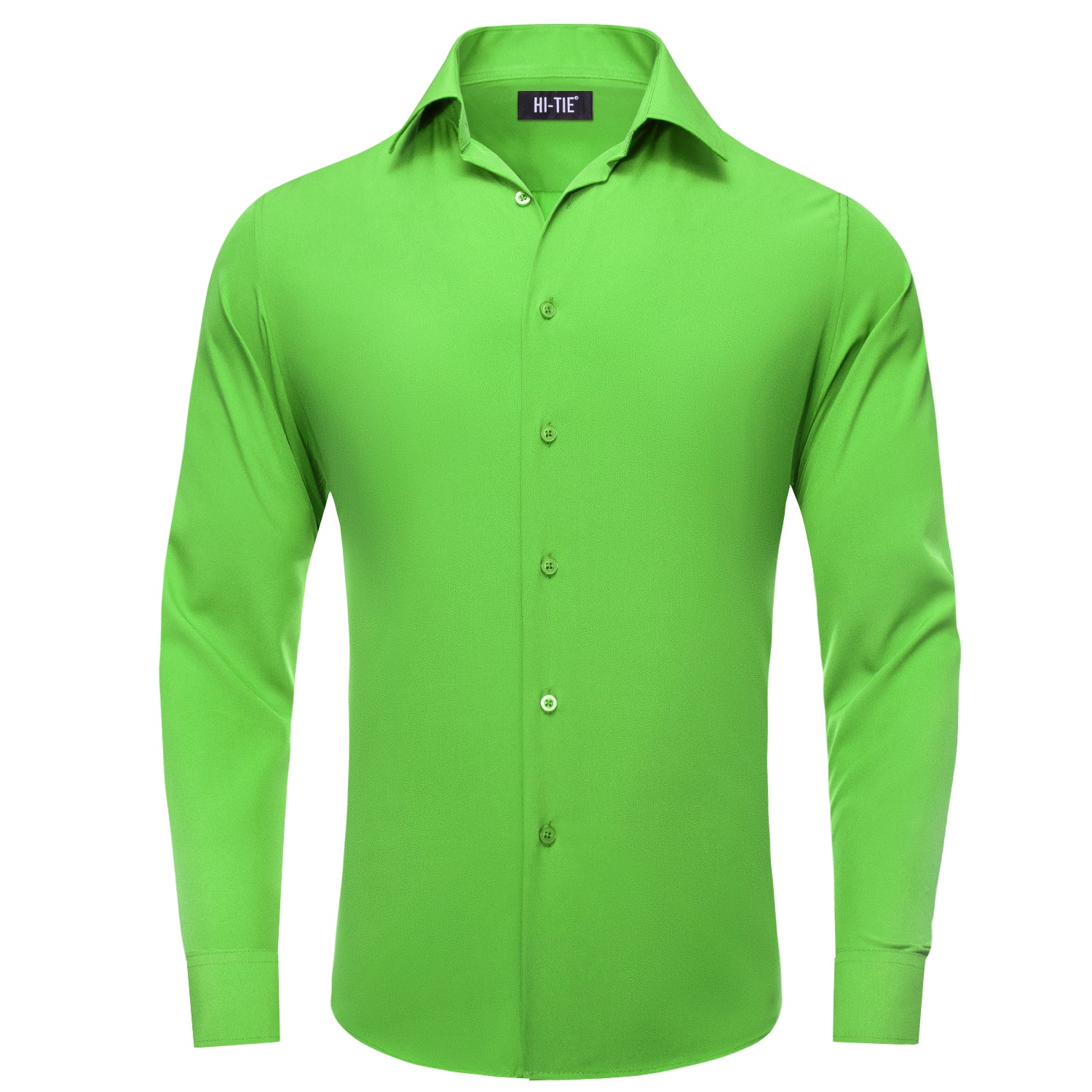  Green Solid Casual Men's Dress Shirt 