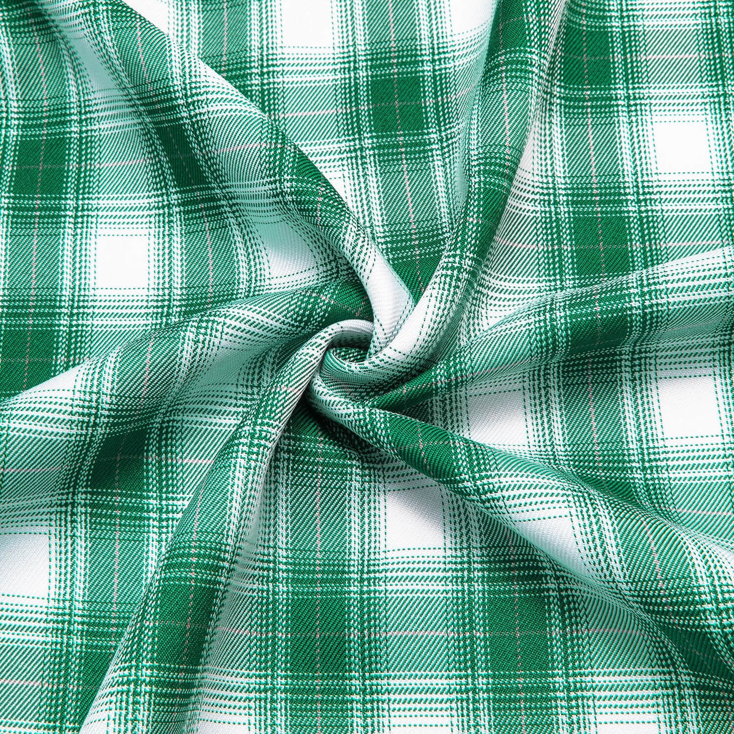 Hi-Tie Button Down Shirt Green White Plaid Men's Silk Long Sleeve Shirt Business