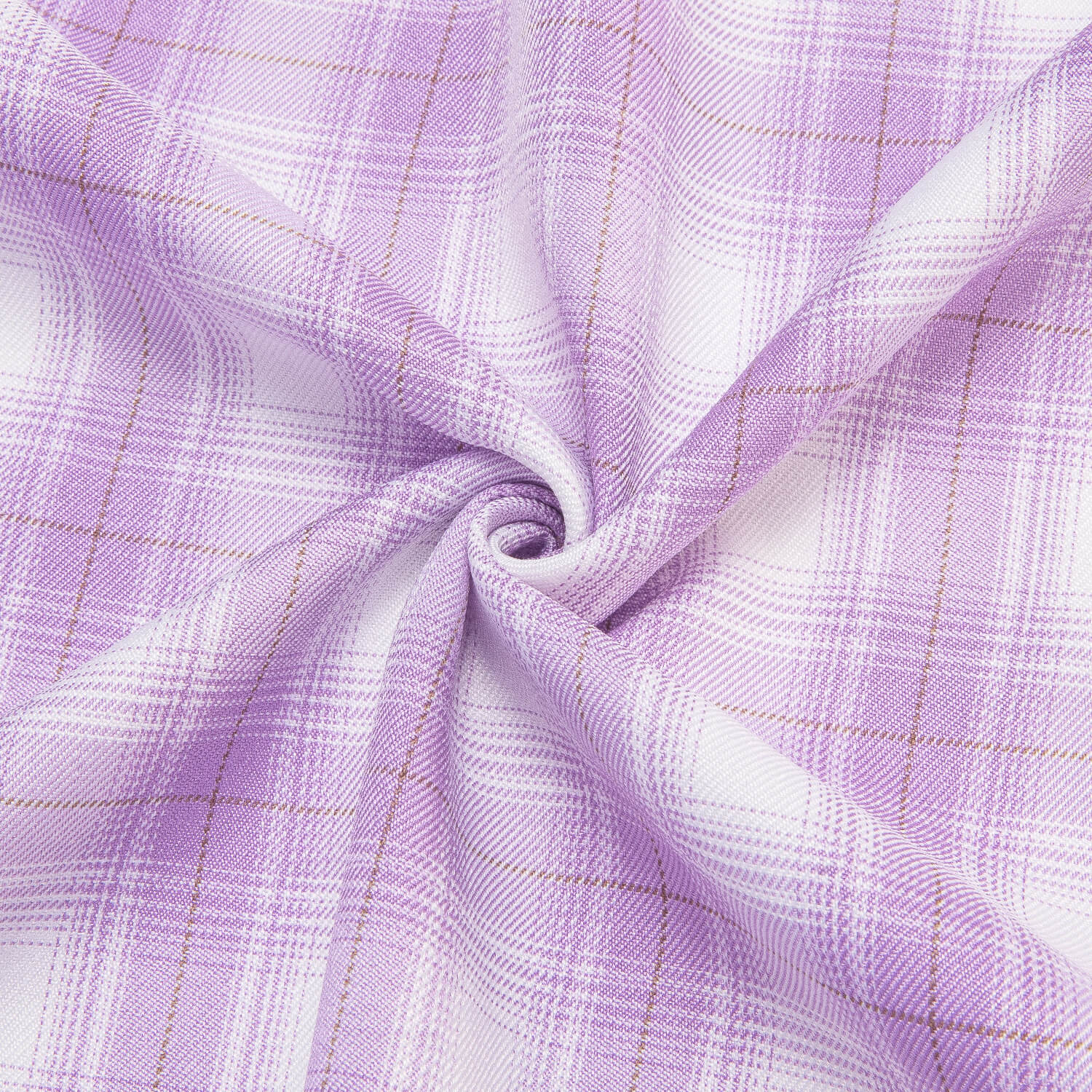 Hi-Tie Button Down Shirt Purple White Plaid Men's Silk Long Sleeve Shirt