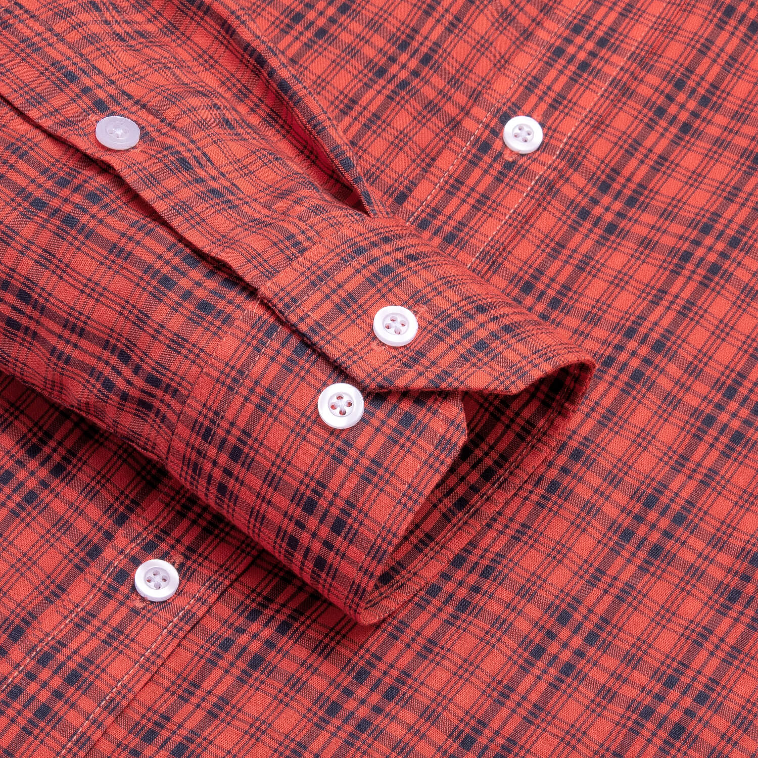 Hi-Tie Button Down Shirt Red Blue Plaid Silk Men's Shirt Classic