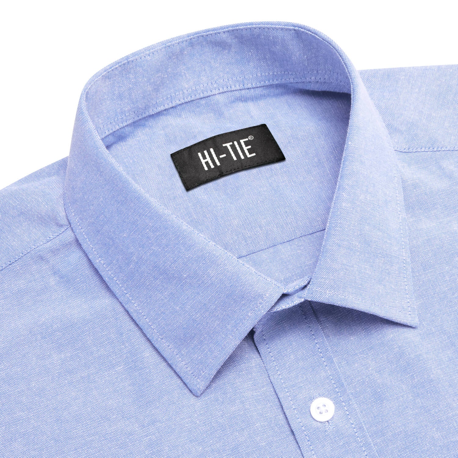 Hi-Tie Button Down Shirt Steel Blue Solid Silk Men's Shirt Business