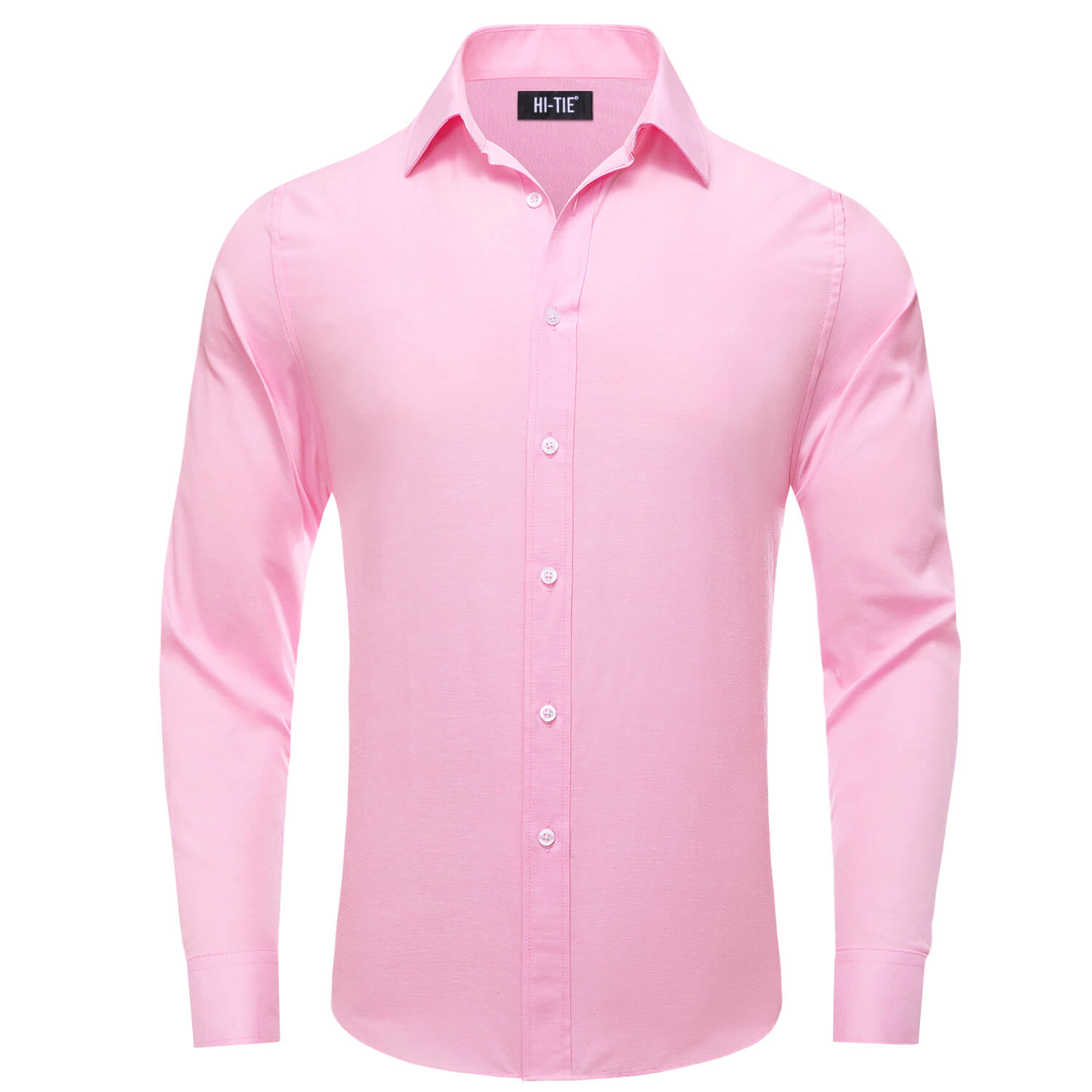 Light Pink Solid Silk Men's Dress Shirt