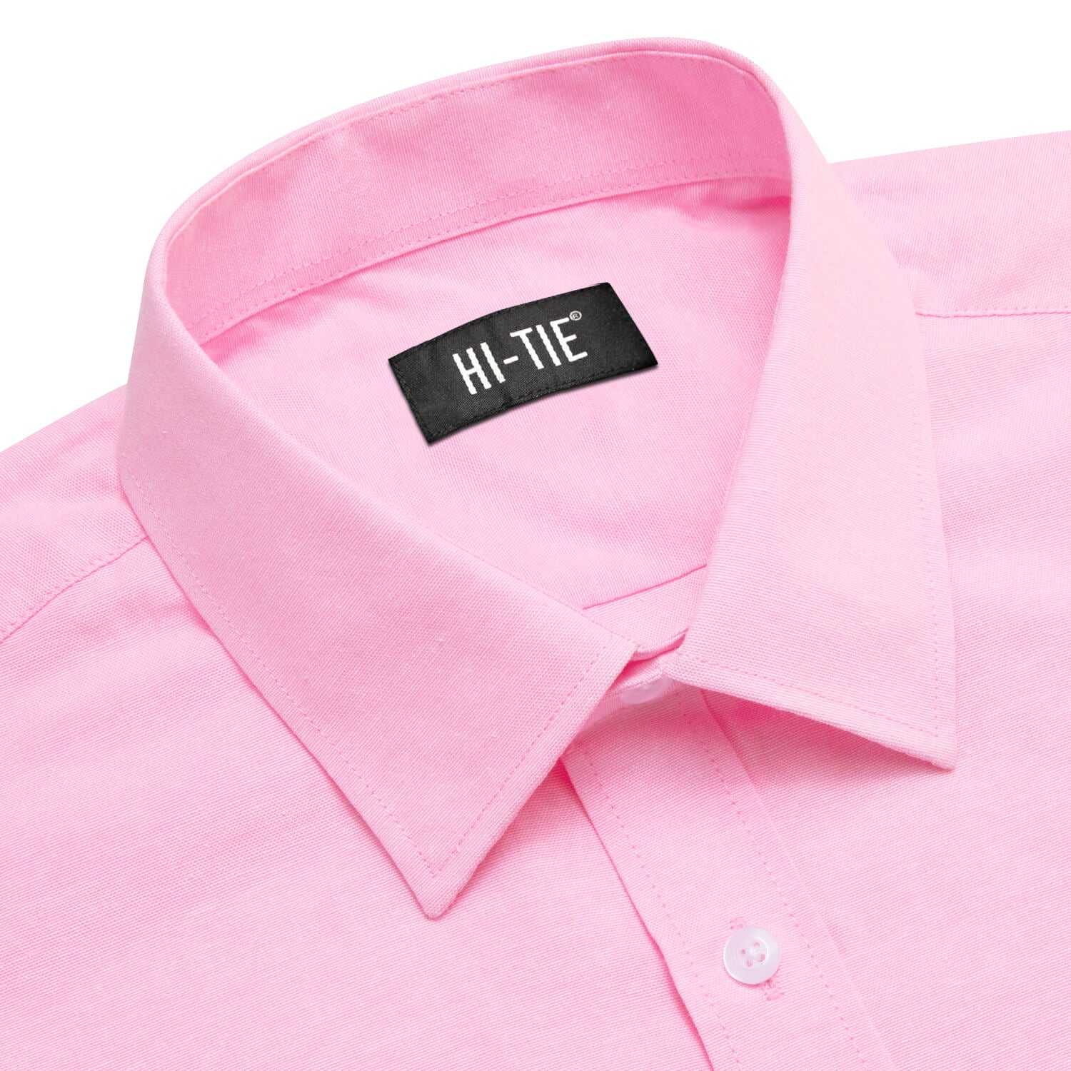 Hi-Tie Button Down Shirt Light Pink Solid Silk Men's Dress Shirt