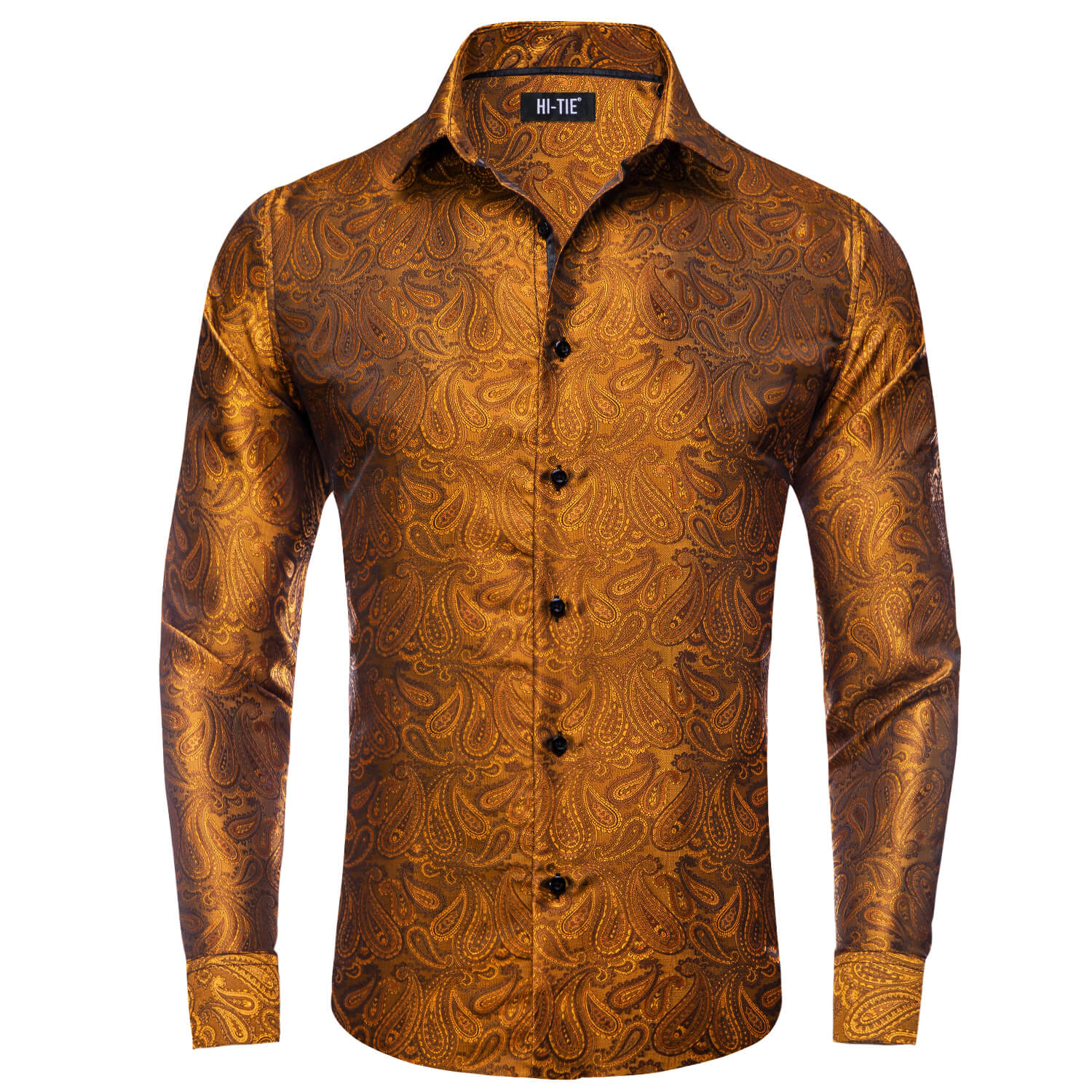 Bronze Brown Paisley Silk Shirt 