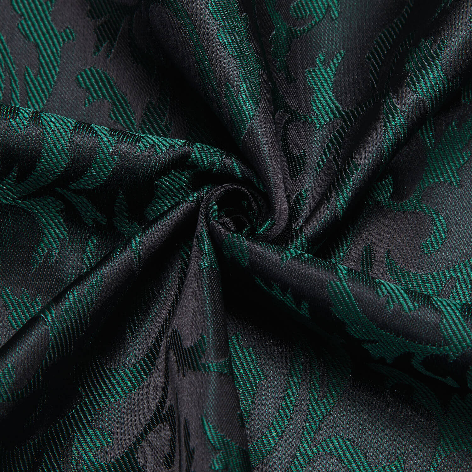 Hi-Tie Long Sleeve Shirt Dark Green Jacquard Floral Silk Shirt for Men